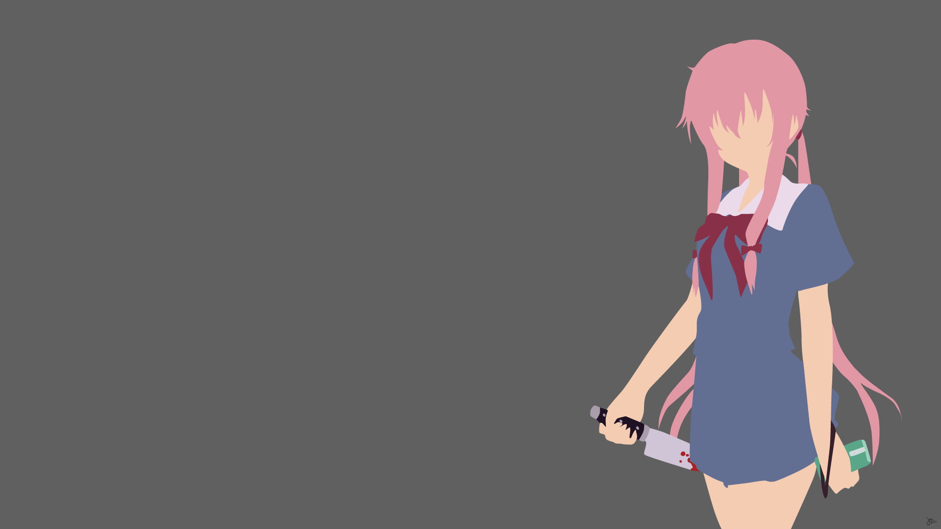 Mirai Nikki, 1080P, minimalism, Gasai Yuno, HD Wallpaper