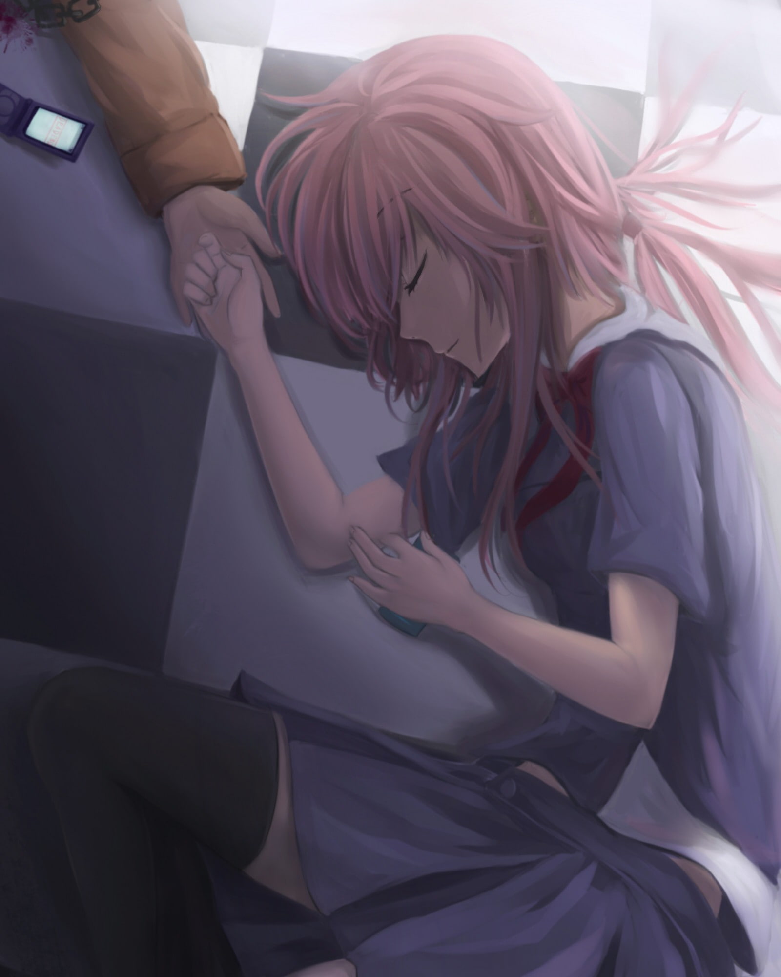one person, anime girls, adult, females, hair, wireless technology, beautiful woman, real people, women, young women, Gasai Yuno, lifestyles, indoors, hairstyle, Phone HD Wallpaper
