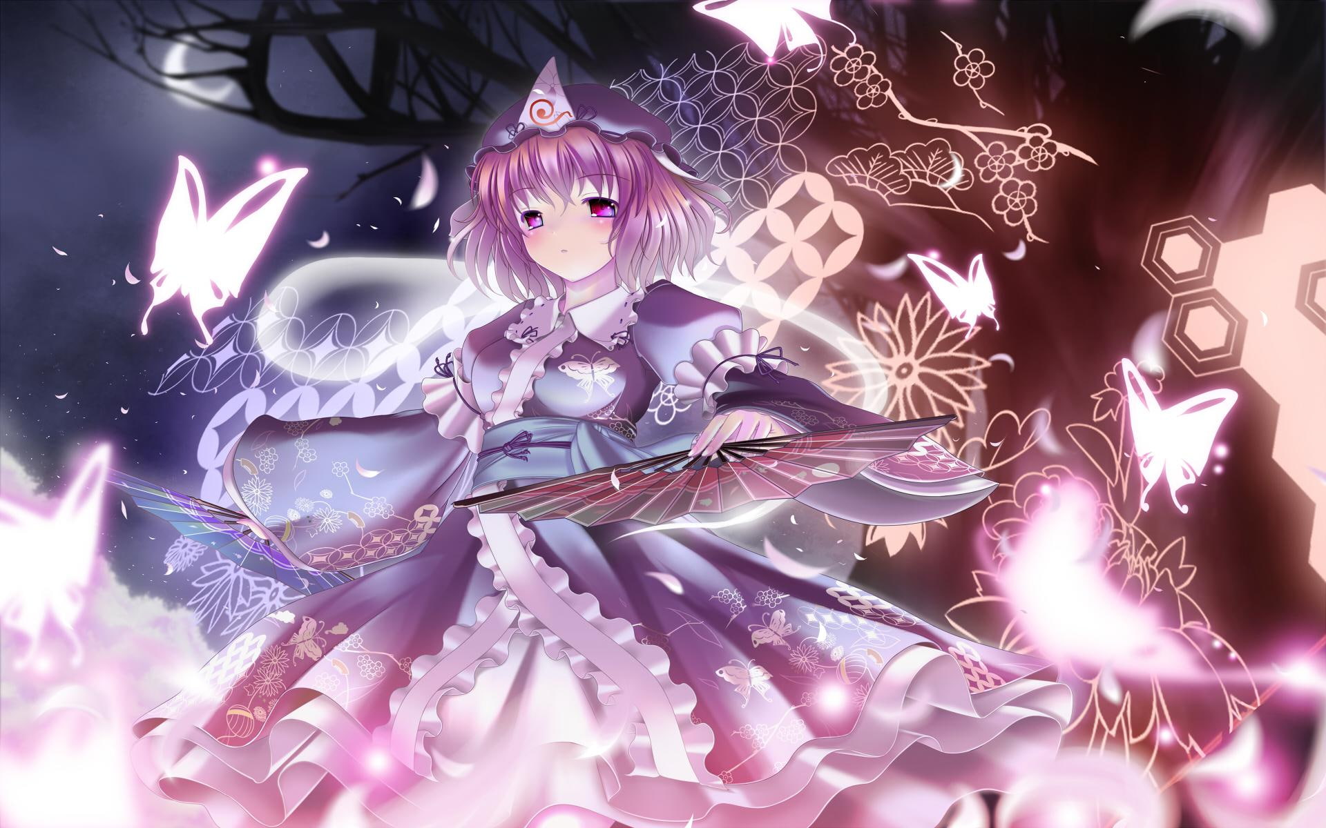 saigyouji, anime, project, yuyuko, character, touhou, pink, 1920x1200, haired, yuyuko saigyouji, touhou project, 1080P, HD Wallpaper