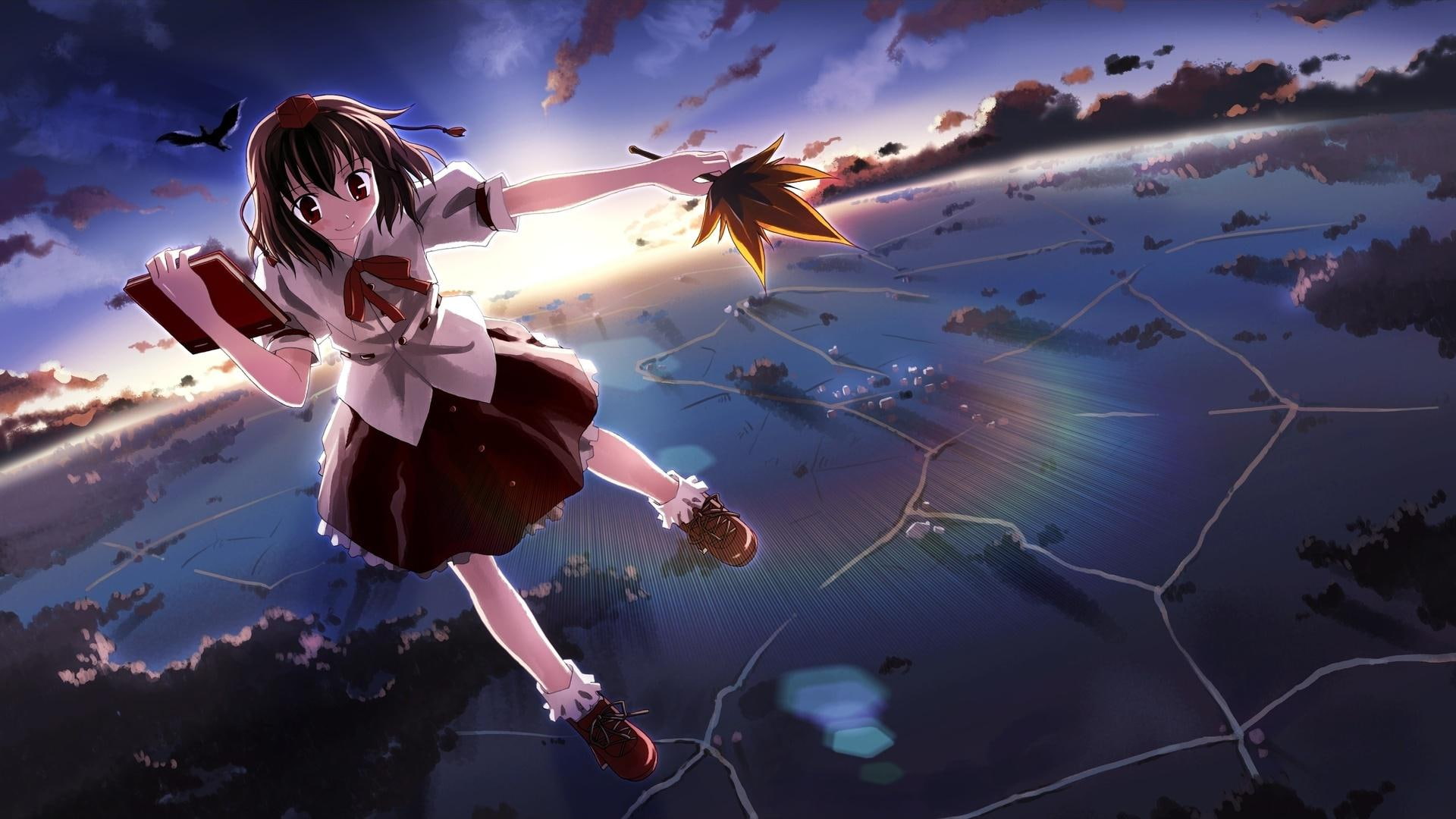 brown, touhou project, 1080P, aya, shameimaru, 1920x1080, touhou, aya shameimaru, haired, female, anime, project, character, HD Wallpaper