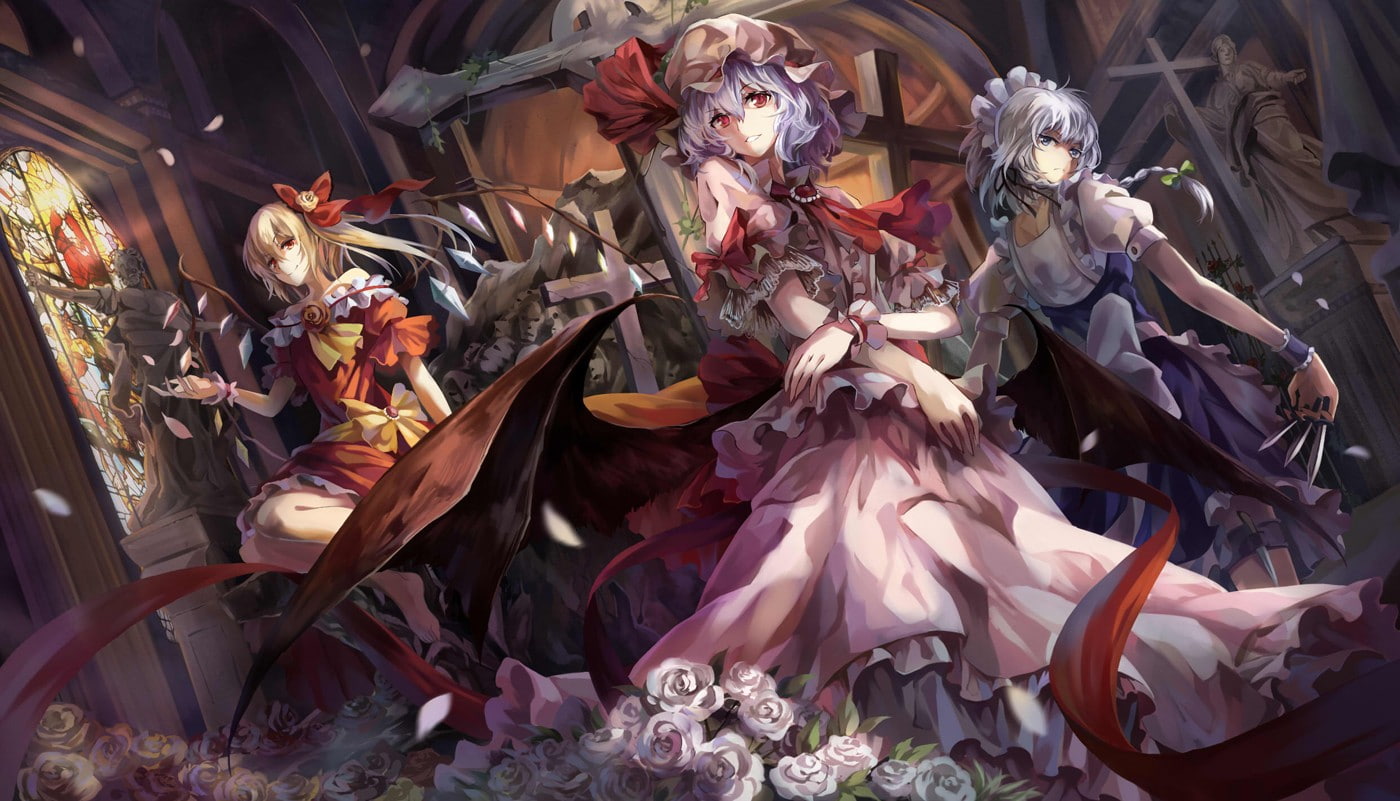 Touhou, anime, Flandre Scarlet, Izayoi Sakuya, Remilia Scarlet, 720P, HD Wallpaper