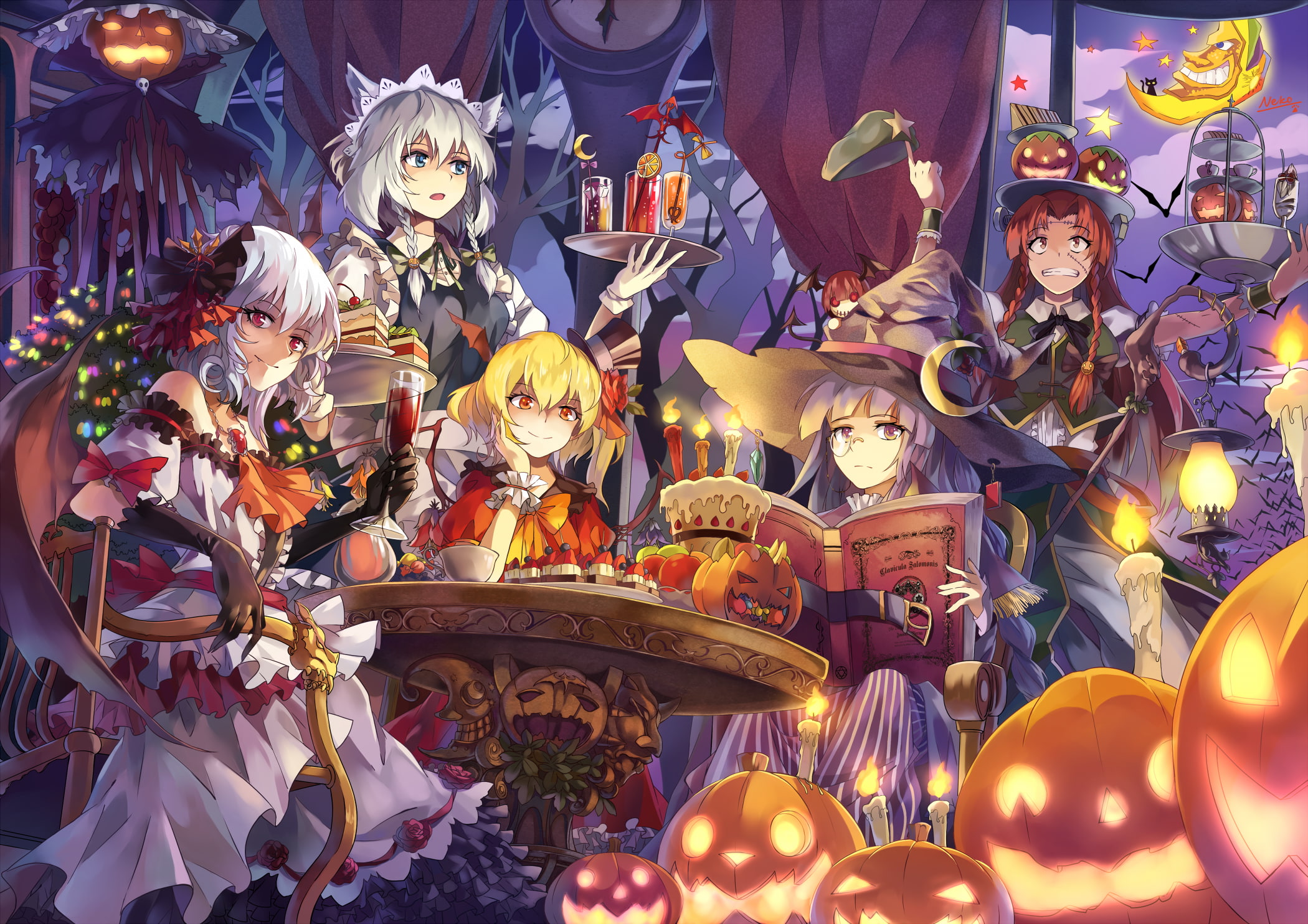 anime girls, Patchouli Knowledge, Izayoi Sakuya, Flandre Scarlet, 1080P, anime, Touhou, Remilia Scarlet, Hong Meiling, HD Wallpaper