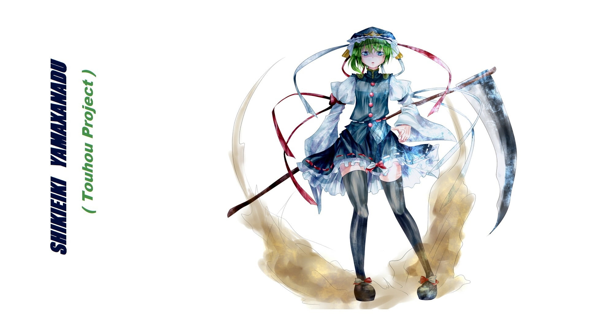 1080P, witch, death scythe, black magic, Momose Momo, art, Project East, ash, Shikieiki Yamaxanadu, Touhou Project, HD Wallpaper