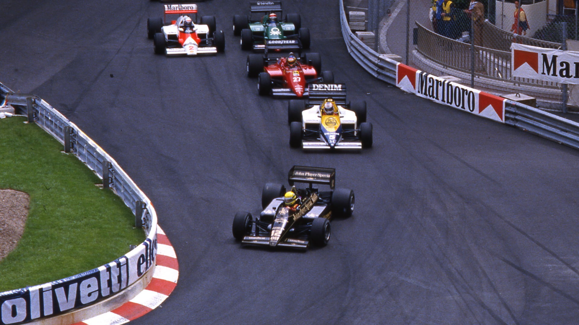 race cars, Benetton, Formula 1, Ferrari F1, Monaco, Lotus, 1080P, 1980s, Williams F1, McLaren, Olivetti, Marlboro, HD Wallpaper