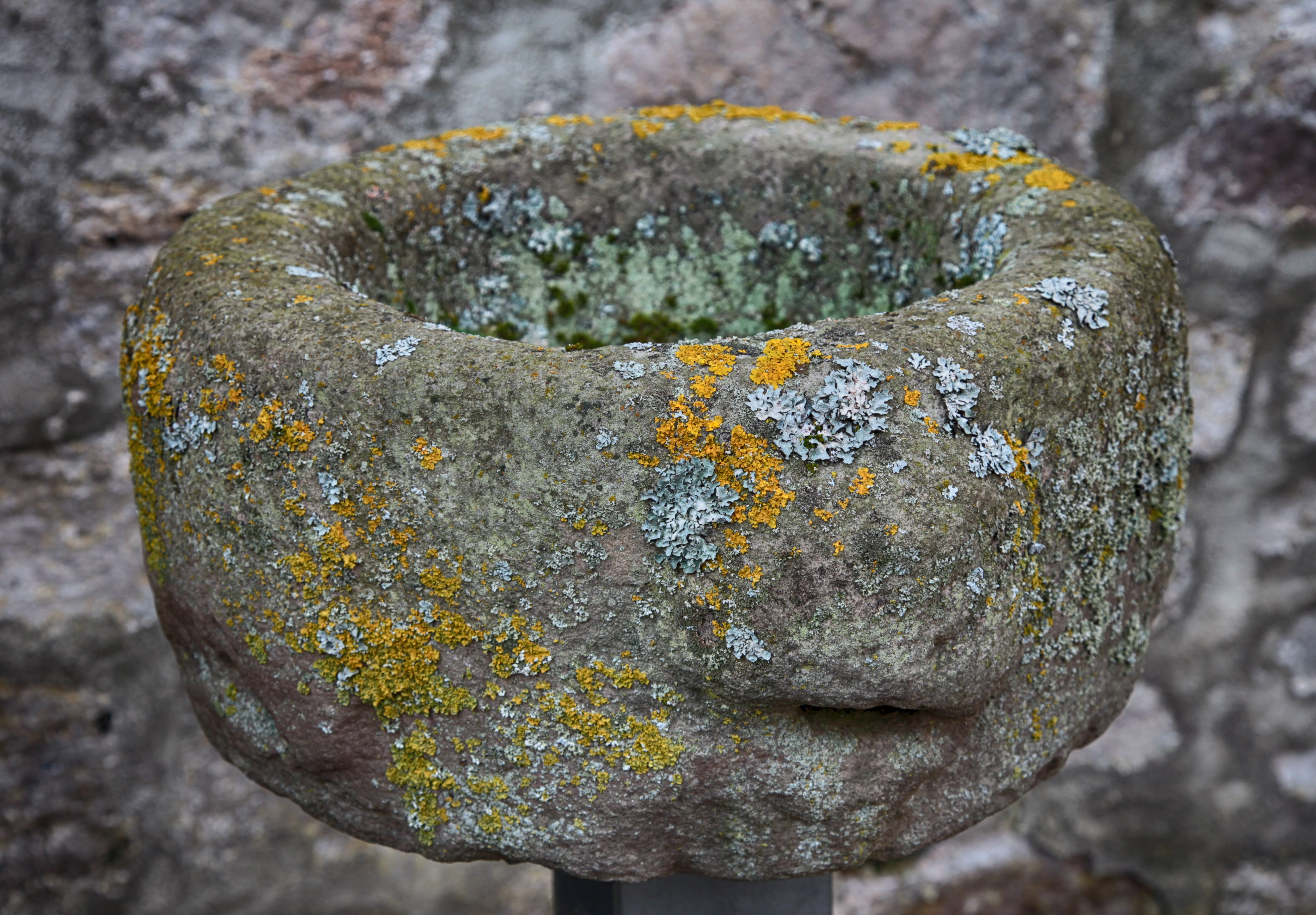 outdoors, stone basin, rock, excavation, lichen, solid, pool, old, trough, rock - object, stone bowl, damaged, yellow, hand carved, textured, weathered, HD Wallpaper
