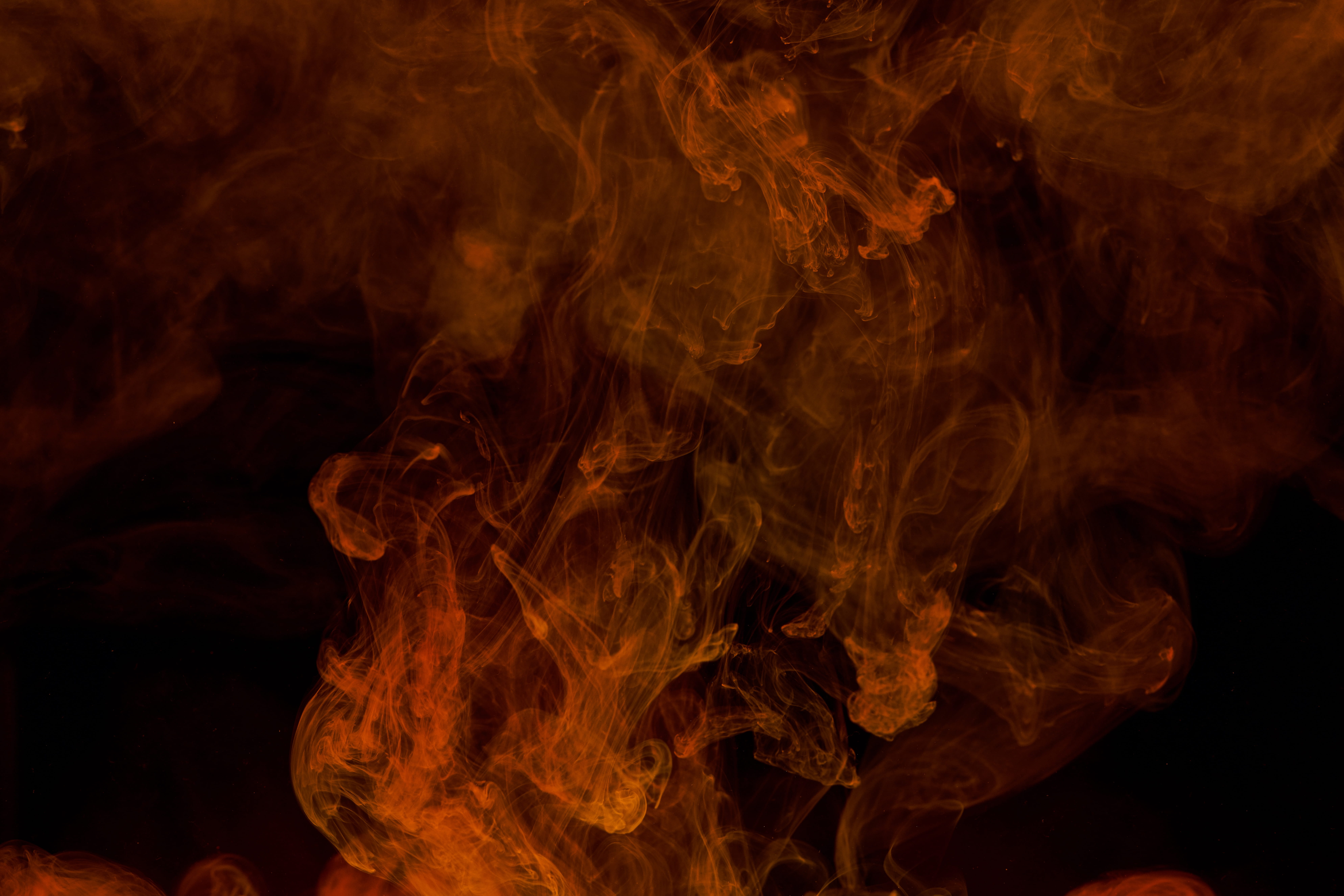 artistic, bonfire, drop, texture, orange color, flow, black background, nature, wave, pattern, drip, paint, 8K, drains, ink, heat - temperature, textured, HD Wallpaper