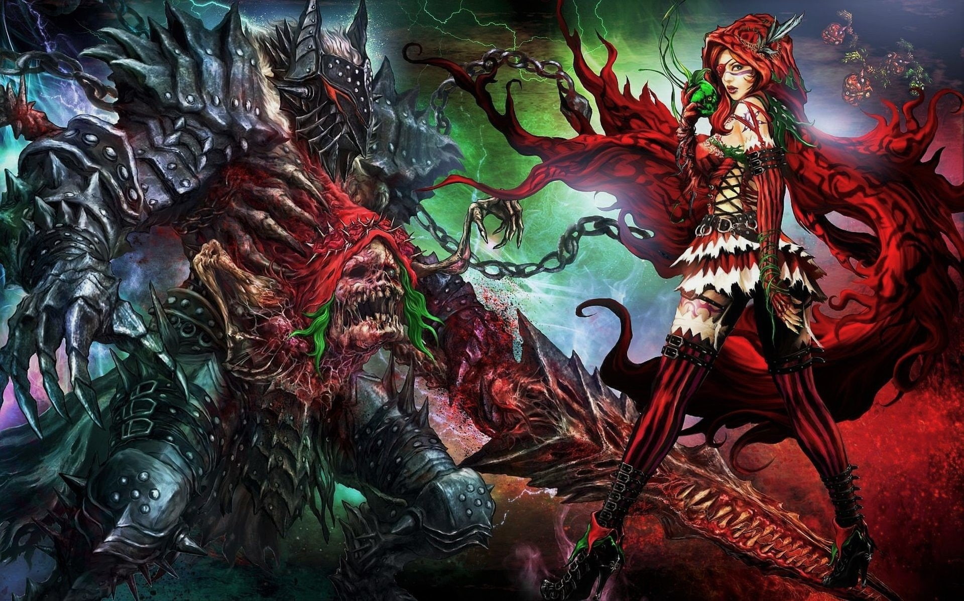 Soul Sacrifice 2, Woman, Fantasy, 1080P, Red Riding Hood, Red, Tattoo, Monster, Video Game, Girl, HD Wallpaper