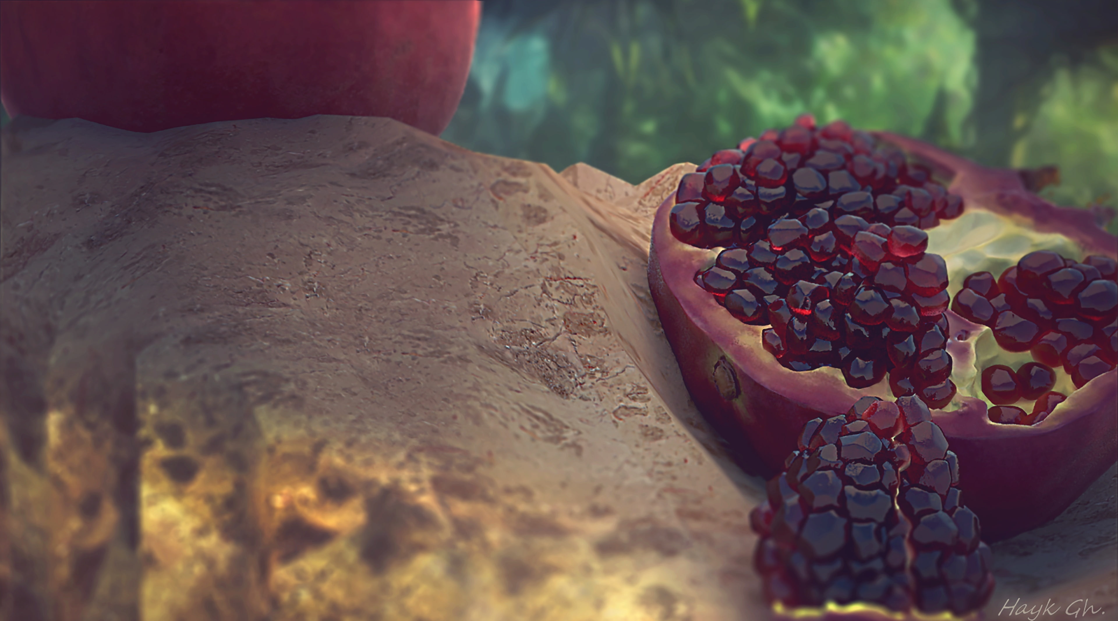3D, fresh, defocus, no people, break, fluids, red, indoors, table, old, reflect, healthy eating, selective focus, photoshop, 4K, colorsdof, food and drink, HD Wallpaper