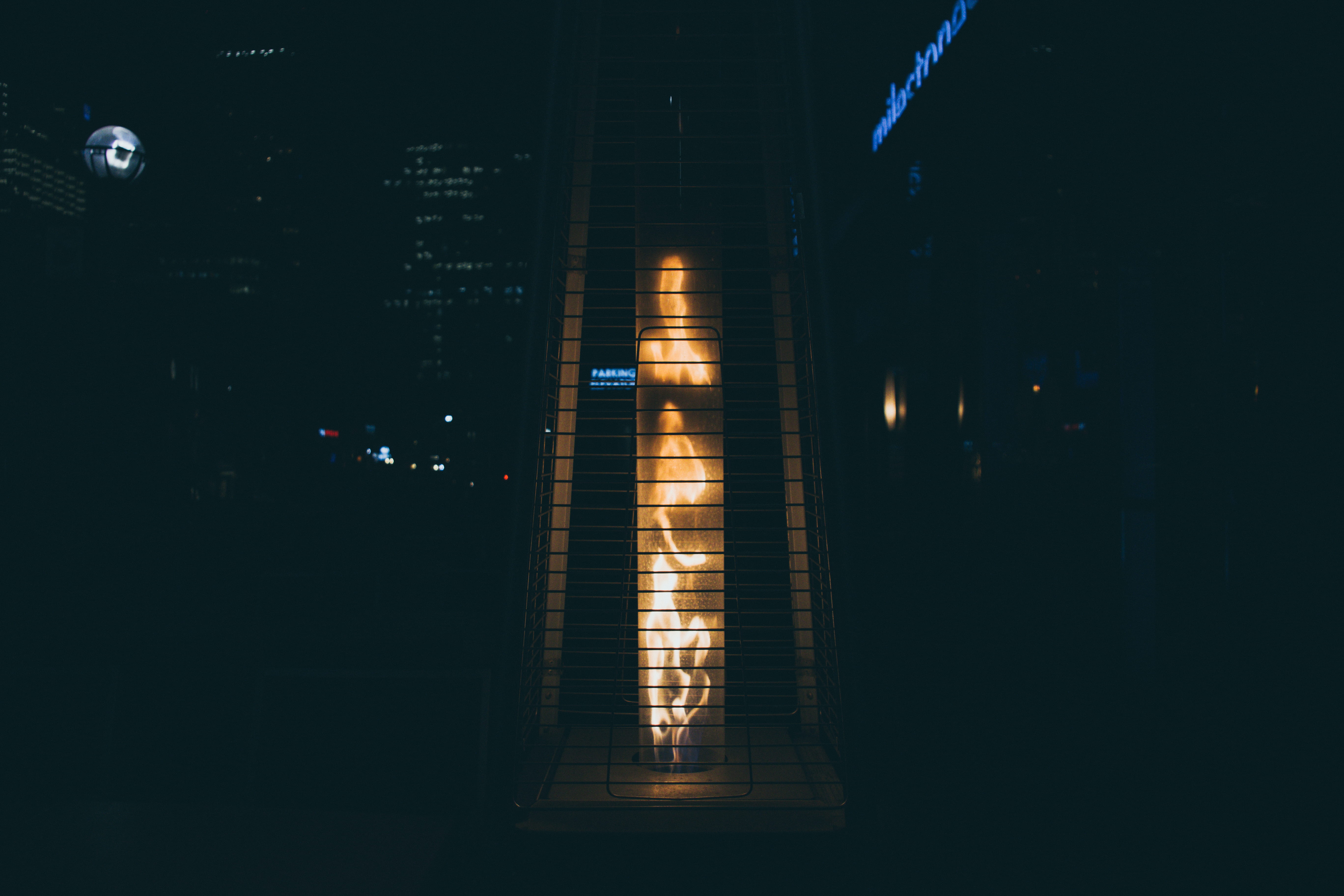 fire, electricity, 5K, dark, light - natural phenomenon, night, building exterior, illuminated, built structure, street, canada, city, no people, architecture, HD Wallpaper