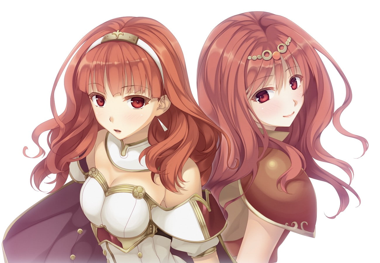 720P, red eyes, white background, Fire Emblem, redhead, HD Wallpaper