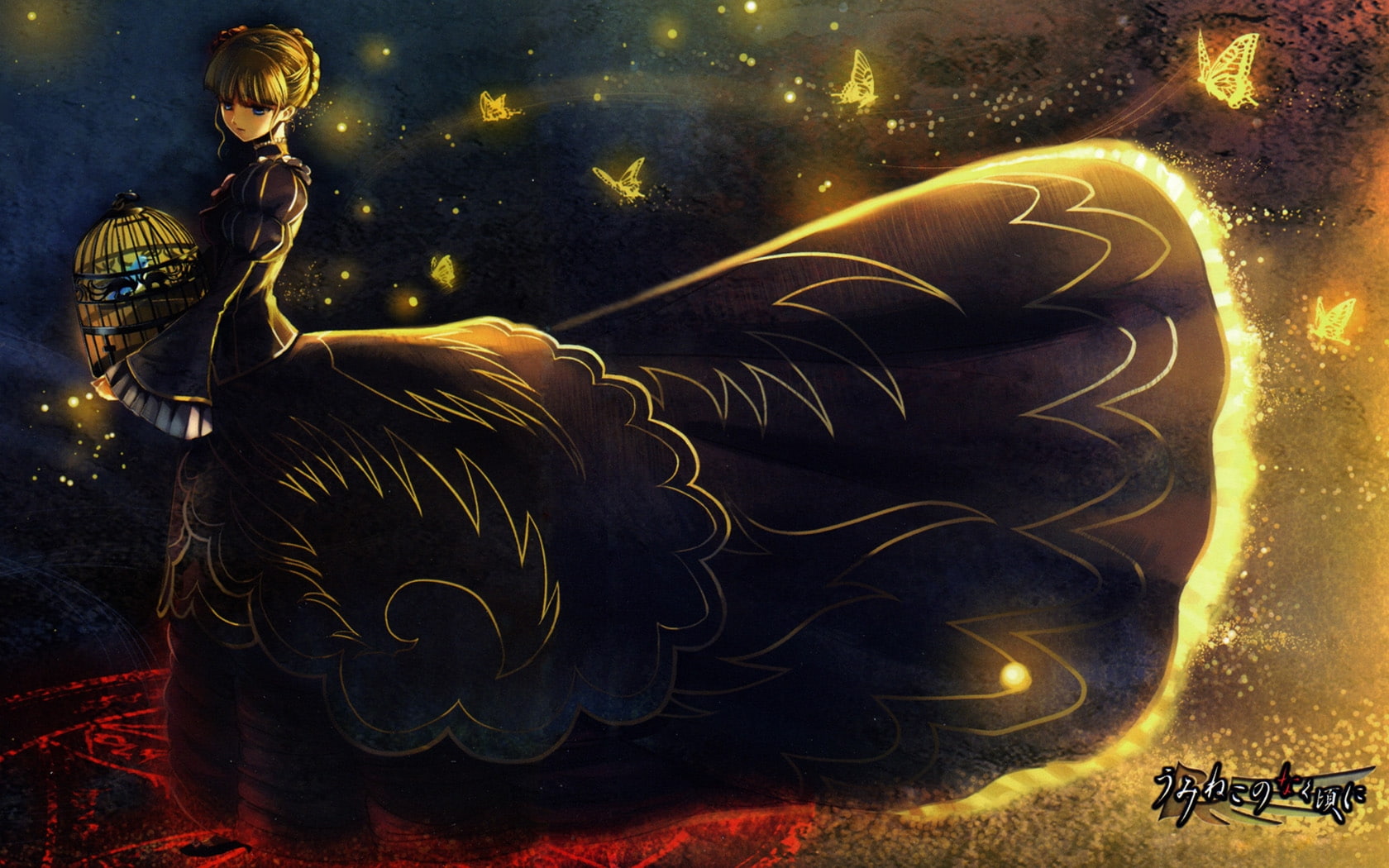 hd, butterflies, ni, 720P, art, umineko, Umineko no Naku Koro ni, Beatrice, animals, naku, witches, koro, HD Wallpaper