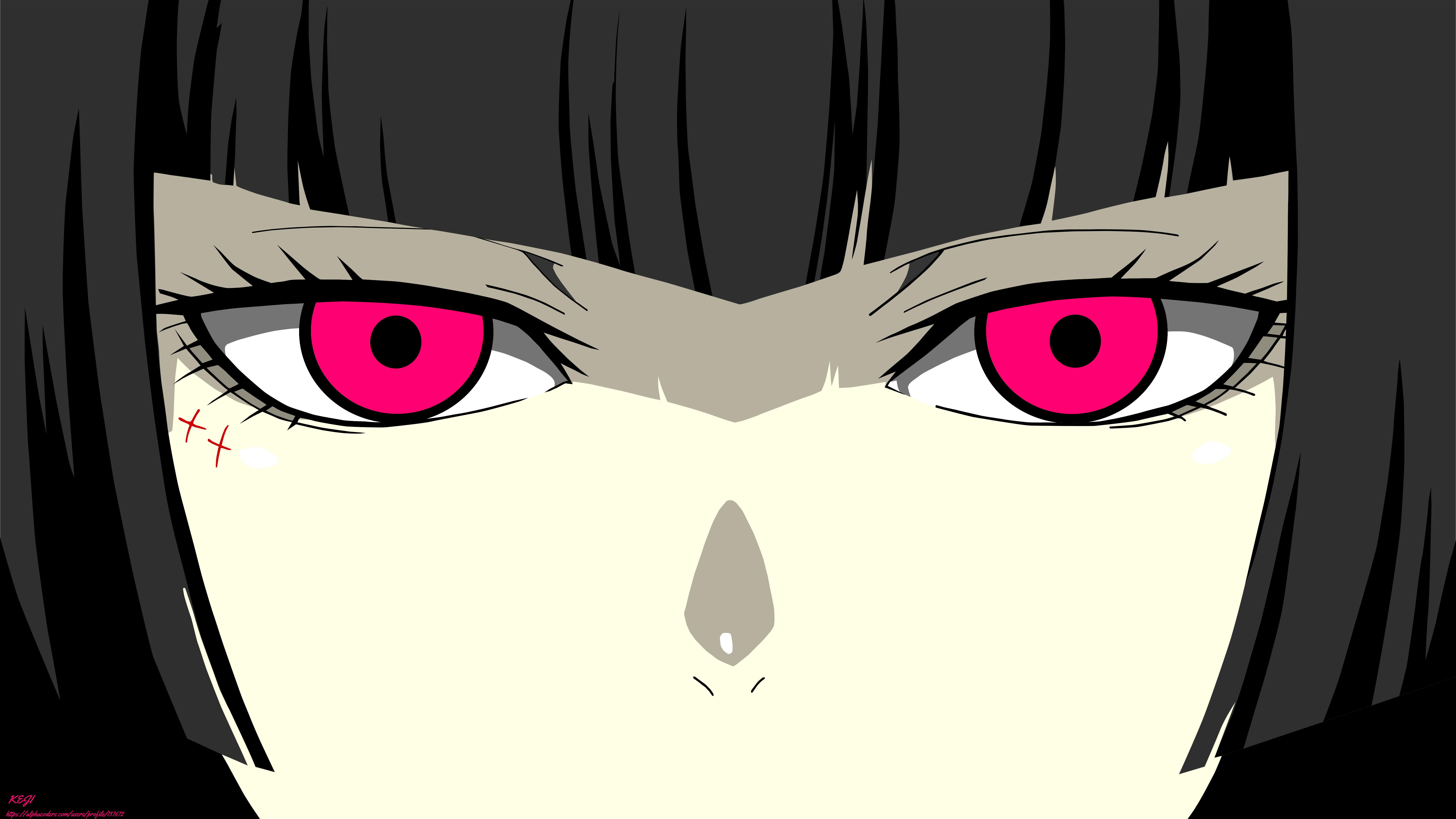 Tokyo Ghoul:re, Boy, Minimalist, Juuzou Suzuya, Pink Eyes, Anime, 8K, Black Hair, HD Wallpaper