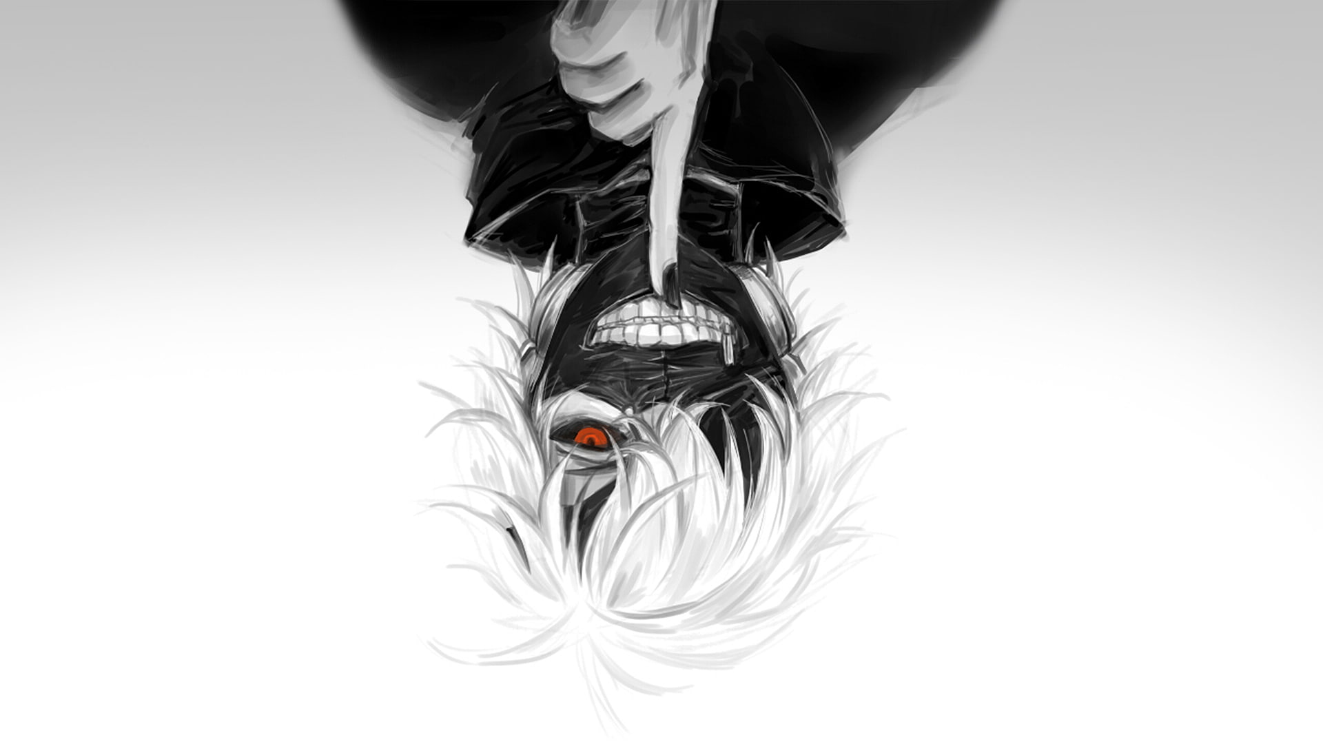 Red Eyes, Mask, Upside Down, White Hair, Ken Kaneki, 1080P, Anime, Tokyo Ghoul, HD Wallpaper