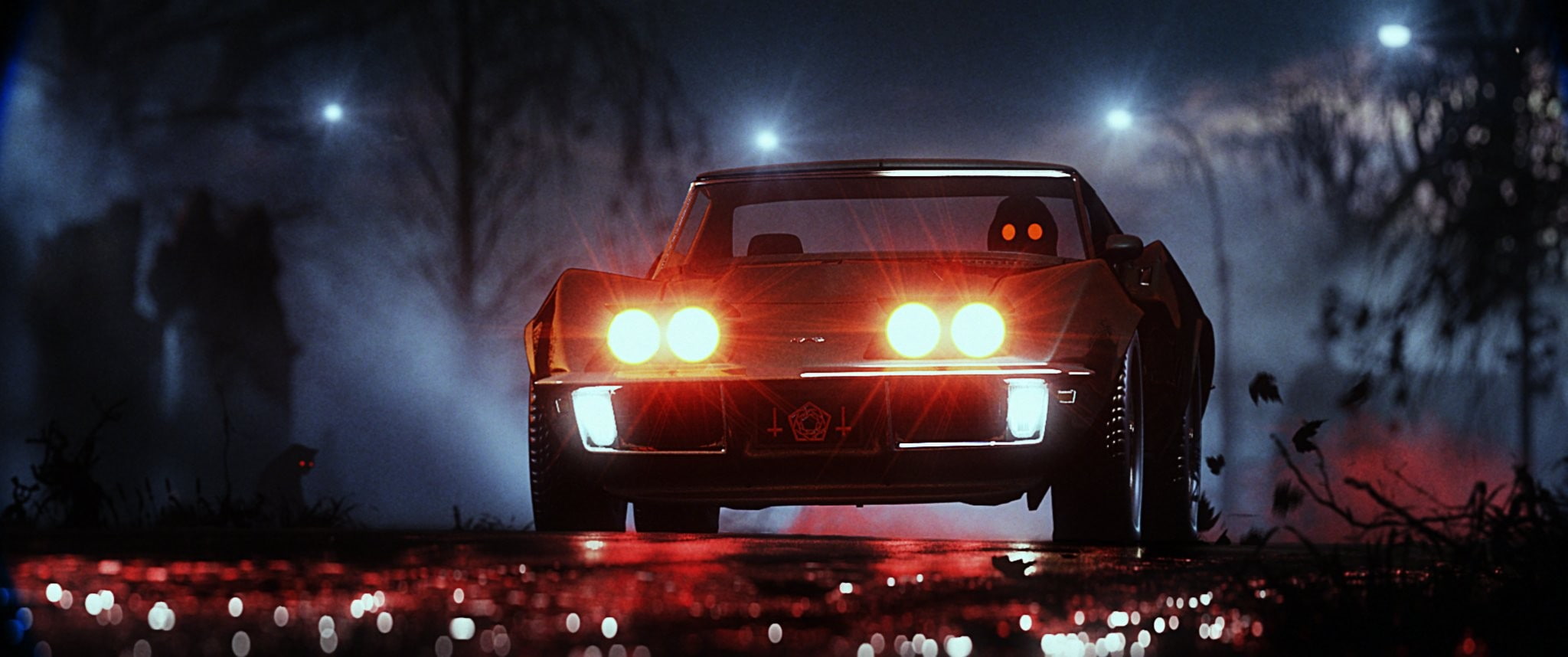 Carpenter Brut, Turbo Killer, Seth Ickerman, 1080P, night, Chevrolet Corvette Stingray, Retro style, kittens, Red Eyes, HD Wallpaper