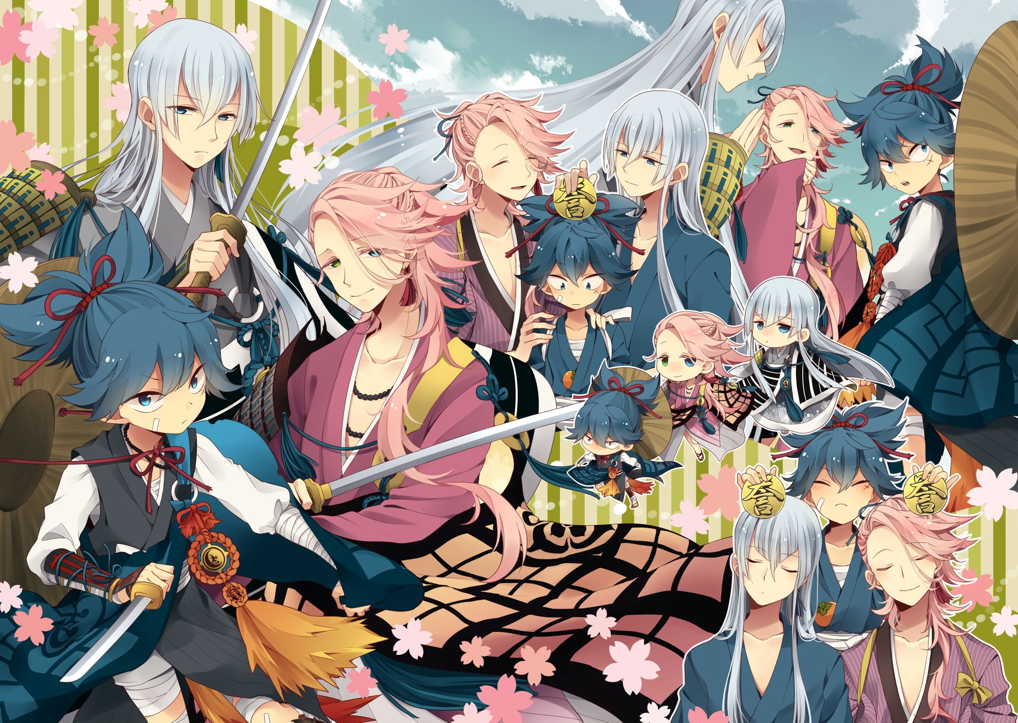 sayo samonji, creativity, representation, lifestyles, touken ranbu, women, 1080P, crowd, day, group of people, high angle view, large group of people, HD Wallpaper