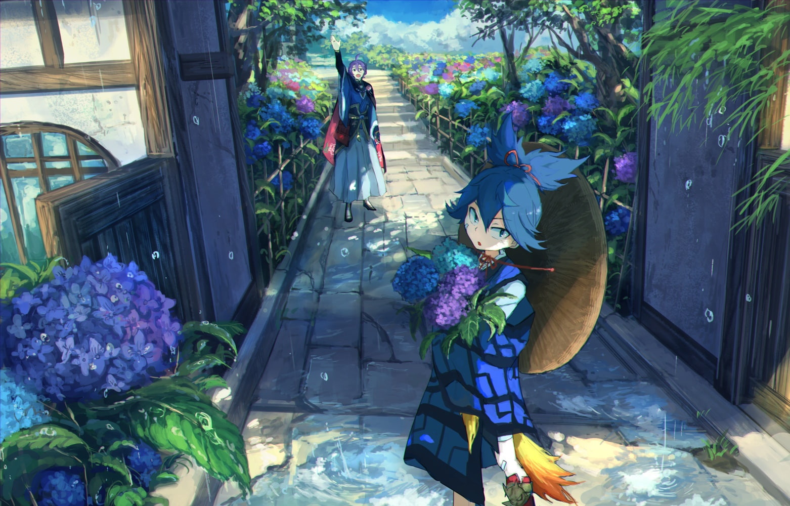 series, anime, ranbu, characters, touken, 720P, rain, boys, original, HD Wallpaper