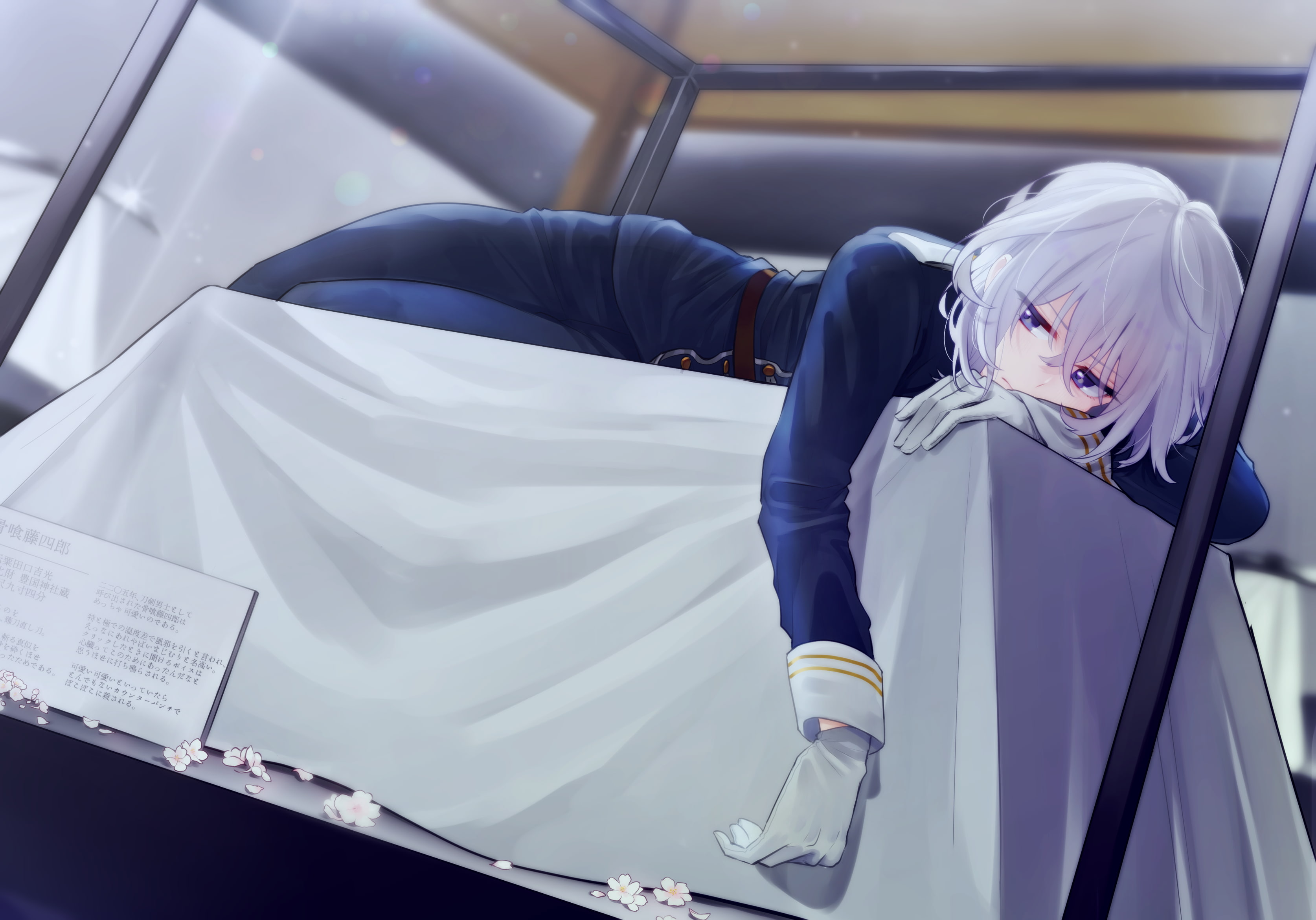 arts culture and entertainment, day, casual clothing, touken ranbu, looking, 2K, skill, women, occupation, white hair, females, uniform, honebami toushirou, HD Wallpaper