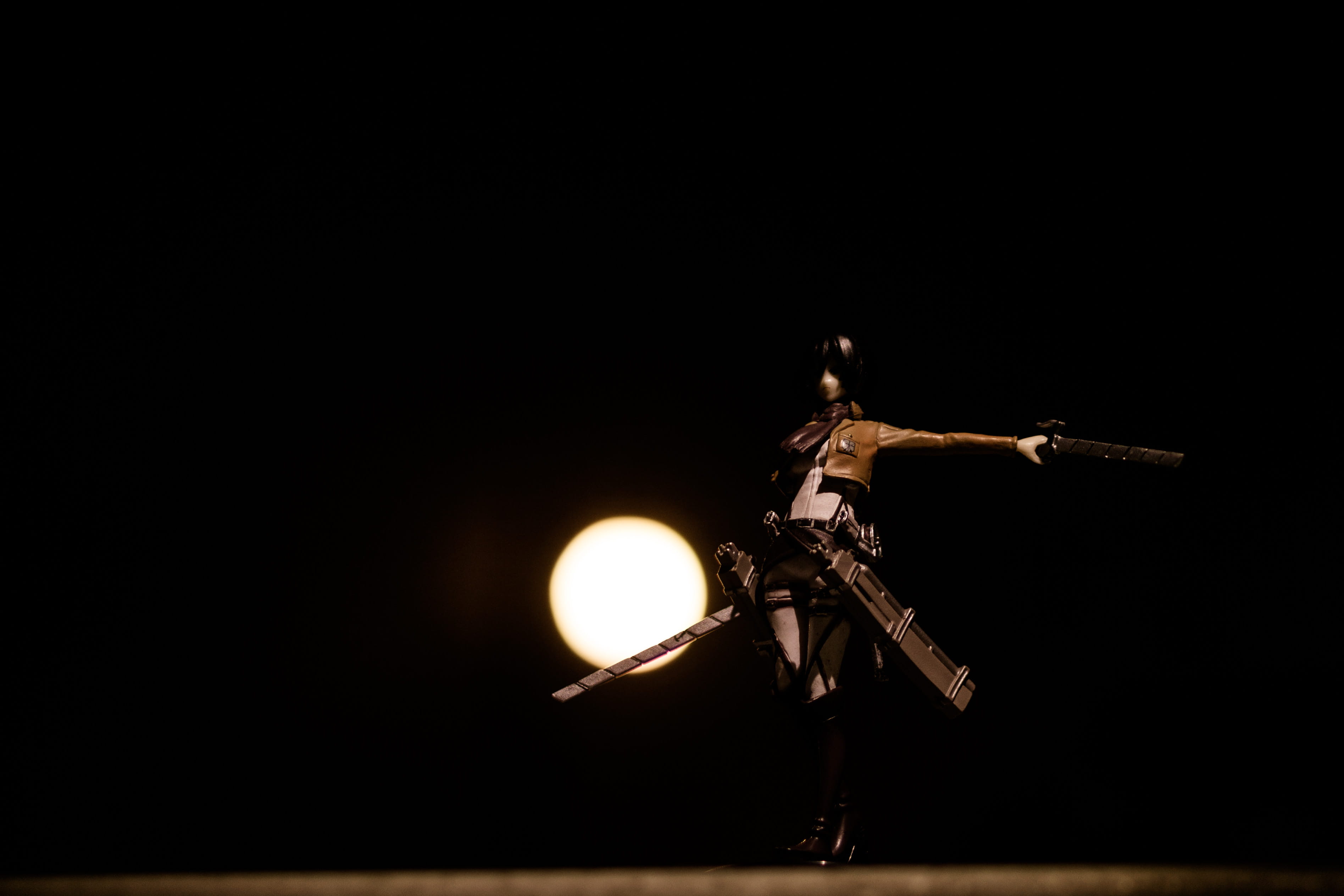surveillance, dance, religion, technology, mikasa ackerman, indoors, nature, person, attack, no people, behind the scenes, black background, light - natural phenomenon, HD Wallpaper