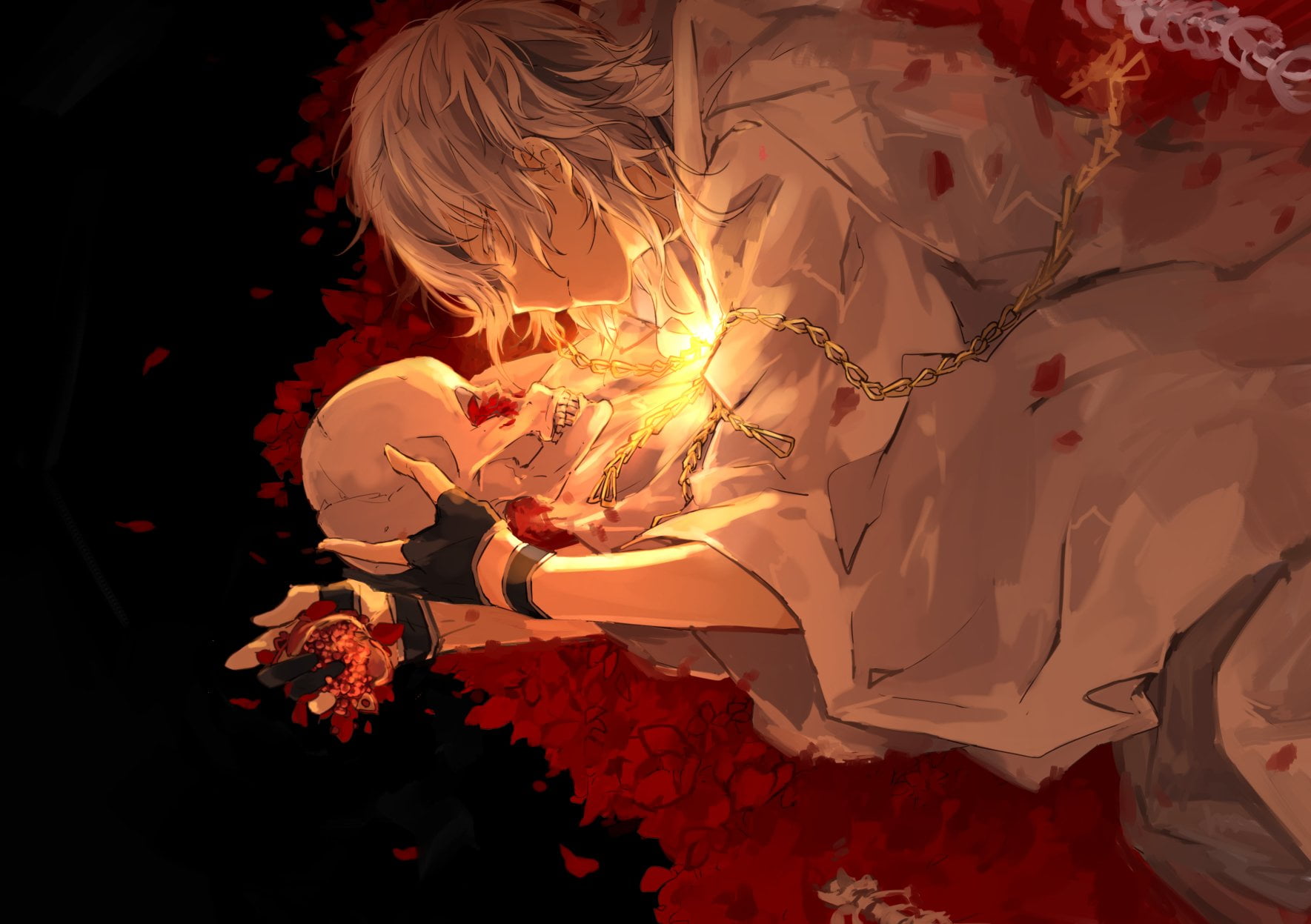 720P, celebration, illuminated, fire - natural phenomenon, heat - temperature, real people, Anime, orange color, Tsurumaru Kuninaga, plant, flowering plant, HD Wallpaper