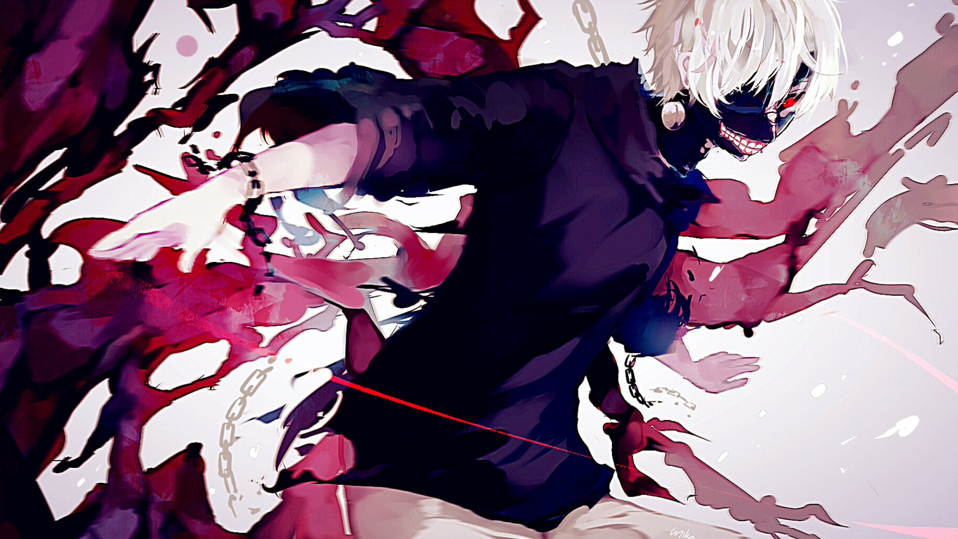 Ken Kaneki, Tokyo Ghoul, White Hair, Anime, 1080P, HD Wallpaper