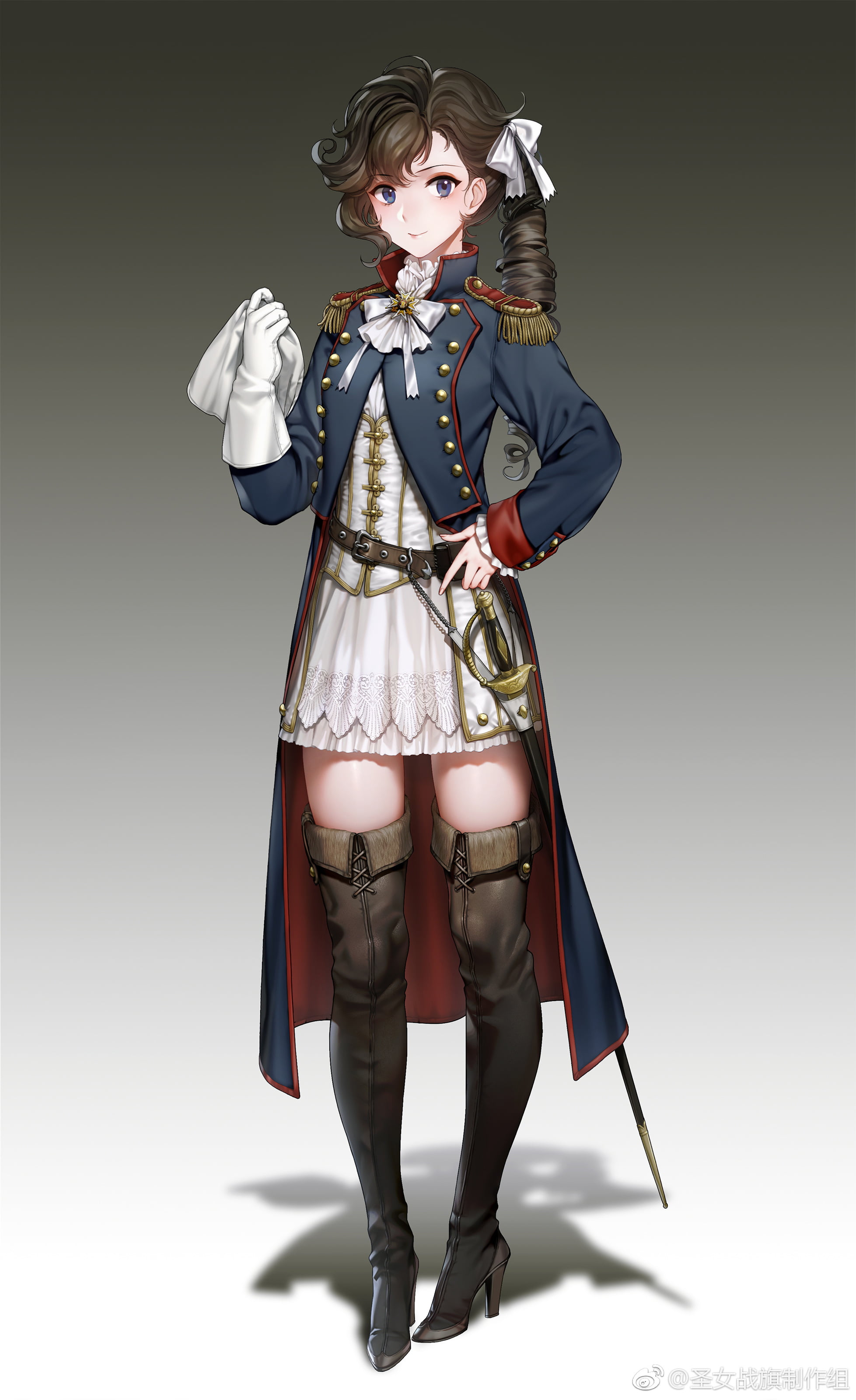 uniform, military, simple background, 2K, banner of the maid, Phone HD Wallpaper