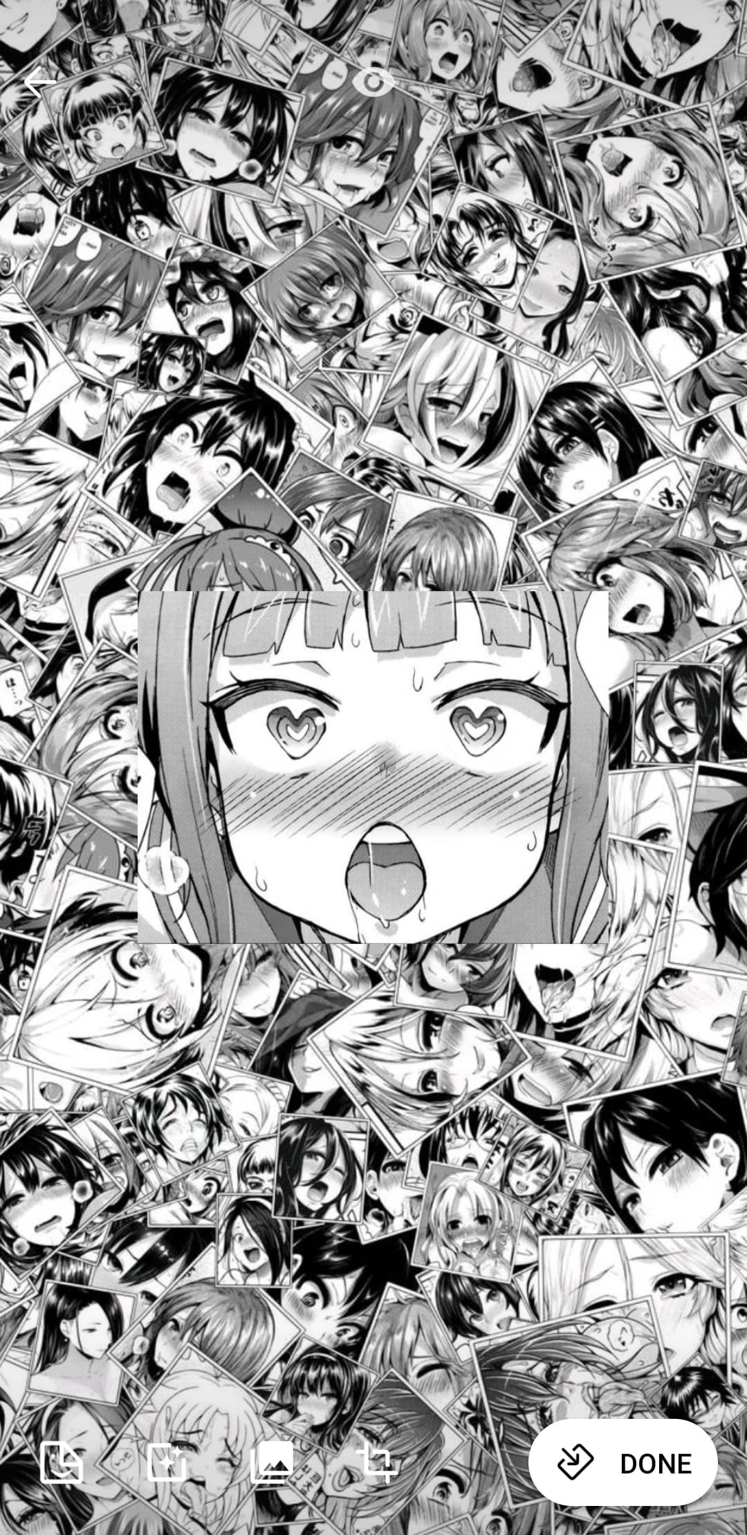 anime, 1080P, digital art, anime girls, ahegao, monochrome, Phone HD Wallpaper