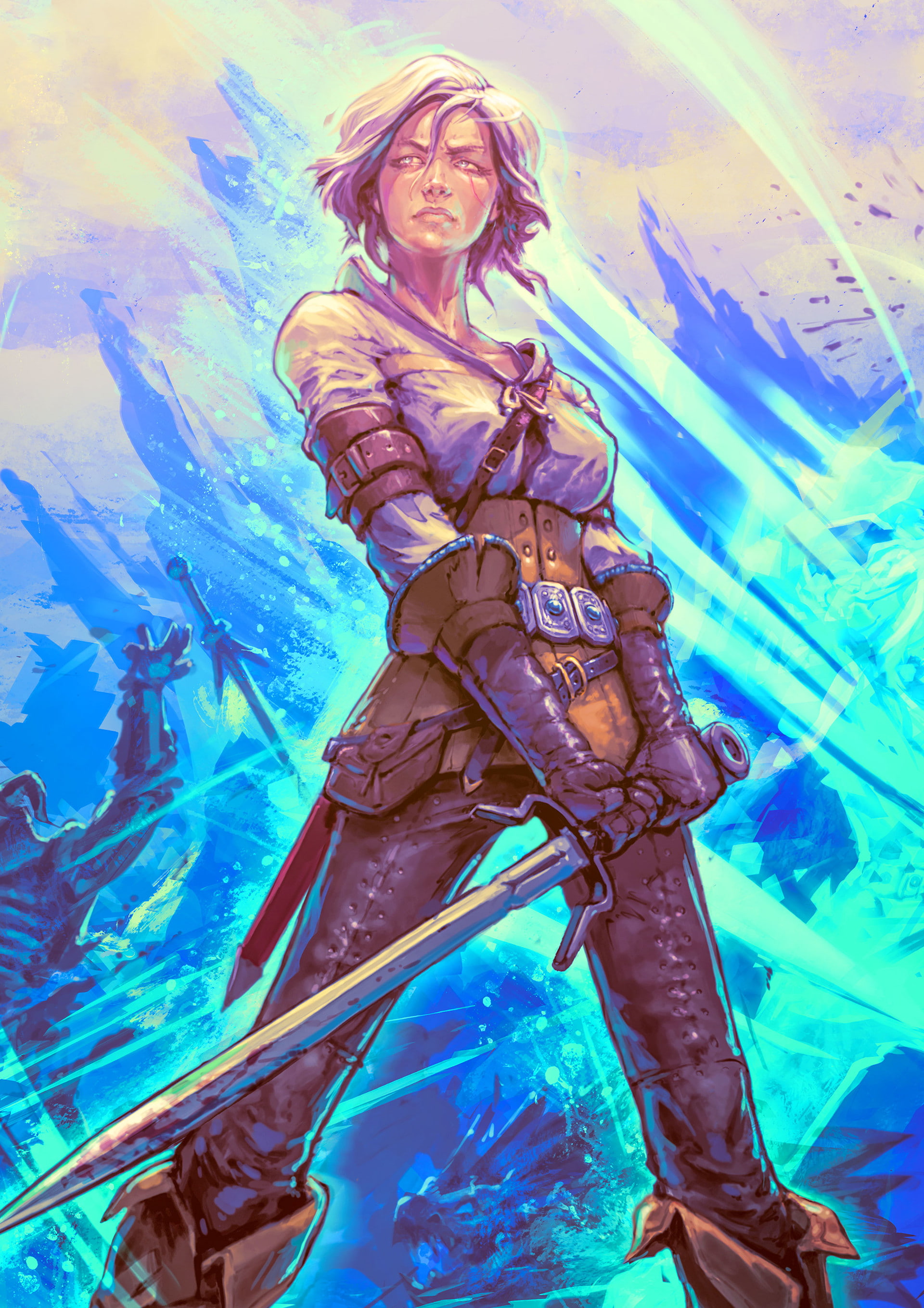 The Witcher, arts culture and entertainment, outdoors, hair, human representation, boots, The Witcher 3: Wild Hunt, adult, Ciri, fashion, low angle view, Phone HD Wallpaper
