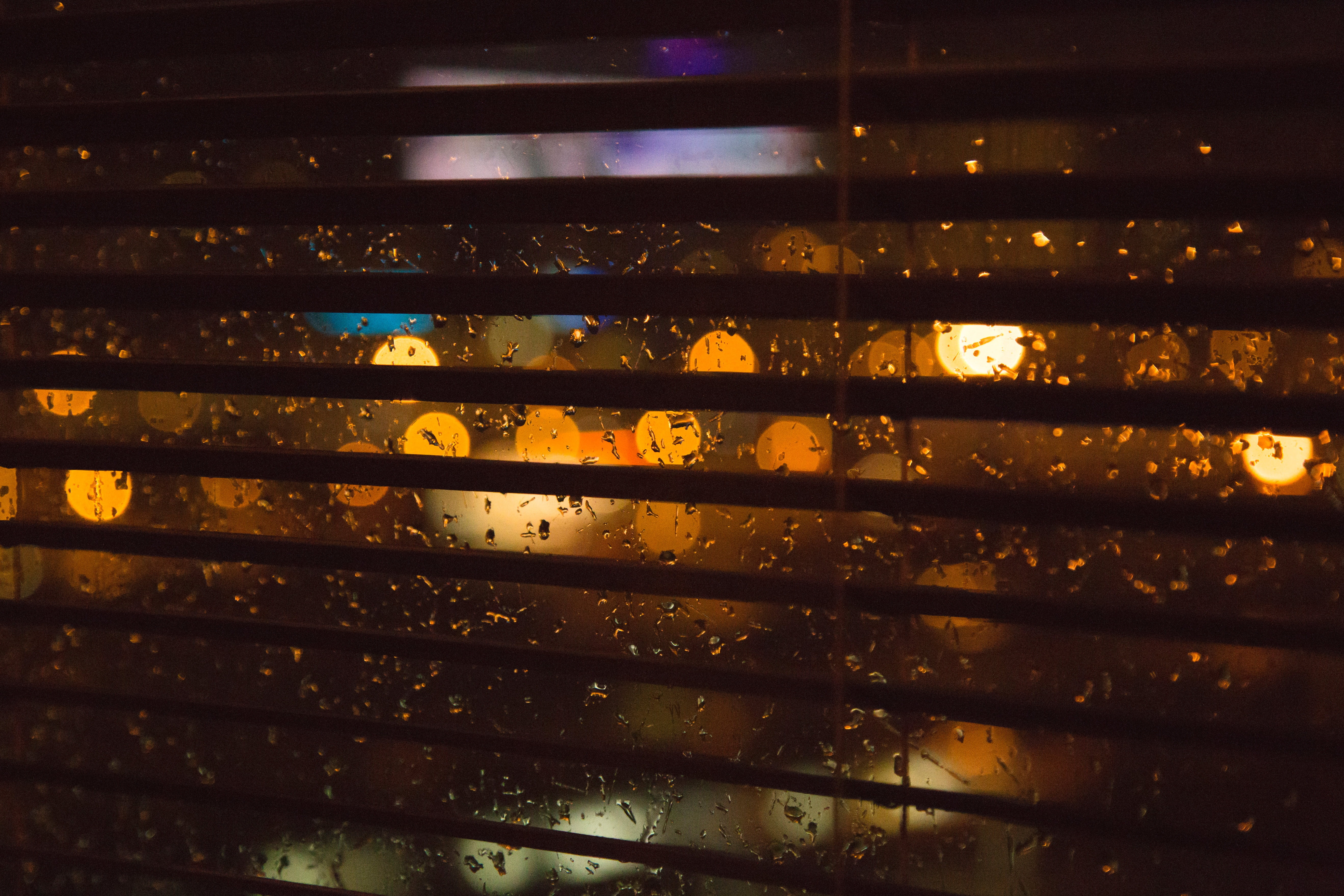 full frame, metal, window, blinds, pattern, safety, close-up, backgrounds, drop, water, protection, iron - metal, raindrop, wet, rain, abstract, opened, HD Wallpaper