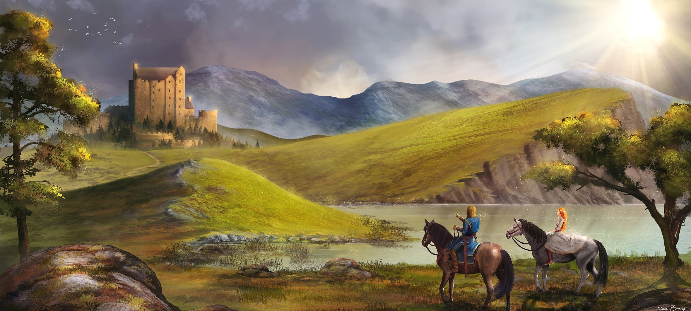 animal themes, artwork, environment, mammal, livestock, animal wildlife, 1080P, riding, domestic animals, mountain, ride, pets, domestic, group of animals, HD Wallpaper