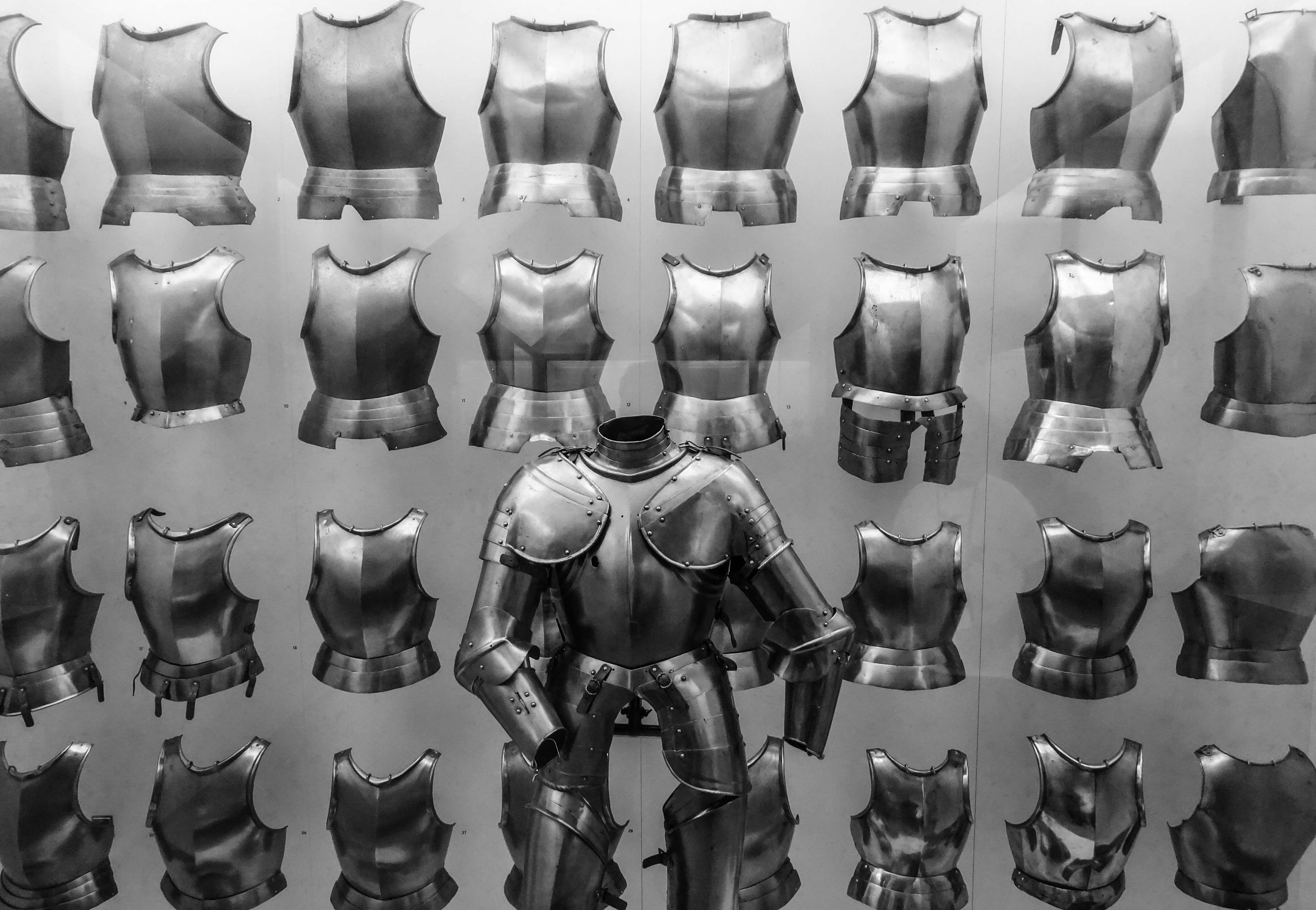 exhibit, abundance, army, display, side by side, metal, still life, in a row, art and craft, armoury, armour, choice, armory, full frame, no people, for sale, HD Wallpaper