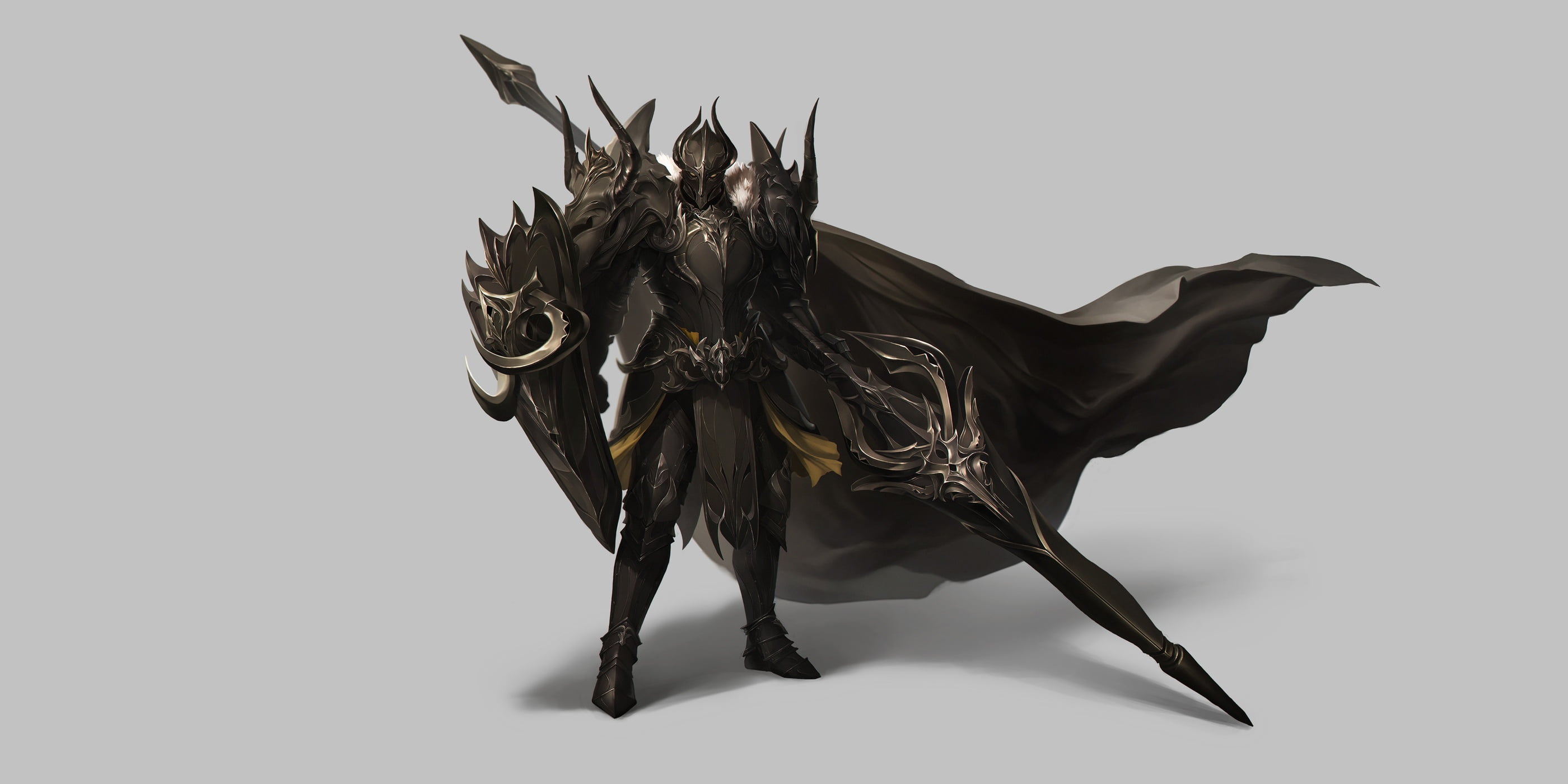 Knight, 2K, Fantasy, Warrior, Spear, Armor, Cloak, Shield, HD Wallpaper