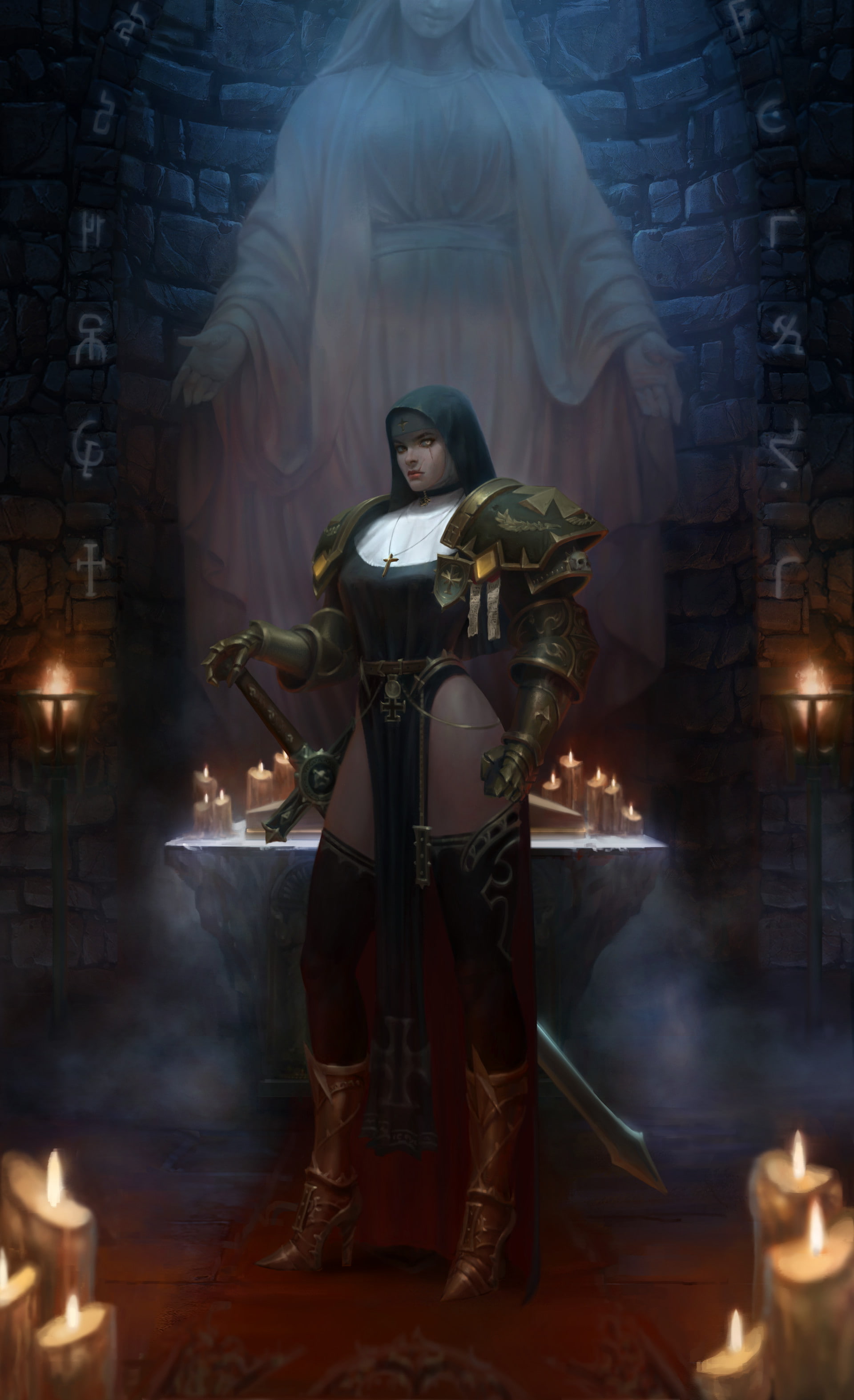 priestess, 2K, Warhammer 40,000, fantasy art, Phone HD Wallpaper