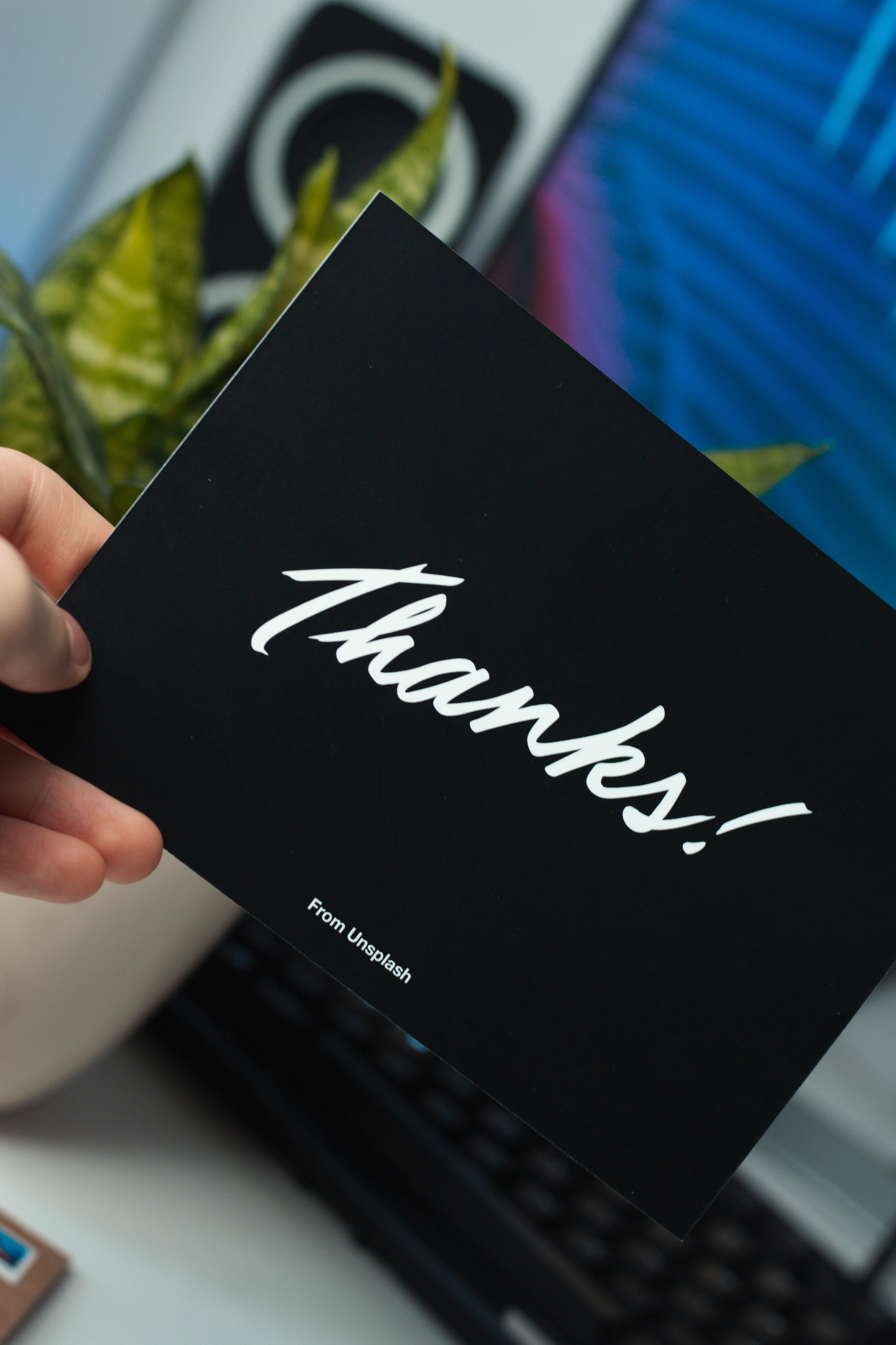 human hand, 5K, card, thanks, thankyou, wrist, note, finger, human, unrecognizable person, indoors, lifestyles, hand, user, gift, id cards, passport, holding, Phone HD Wallpaper