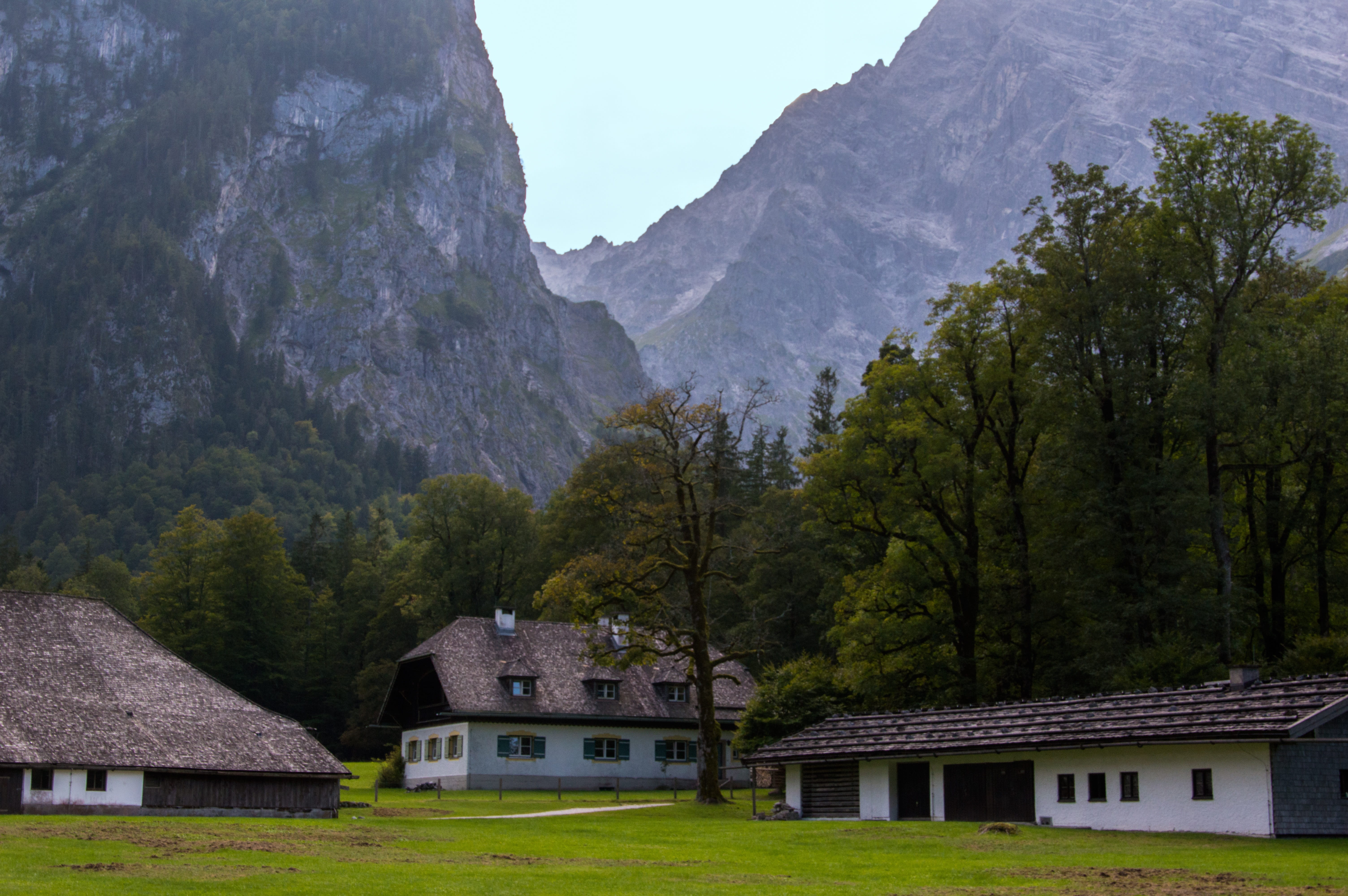 berchtesgadener land, mountain, sky, land, growth, bartholomä st, landscape, upper bavaria, non-urban scene, nature, plant, tree, mountain range, built structure, HD Wallpaper