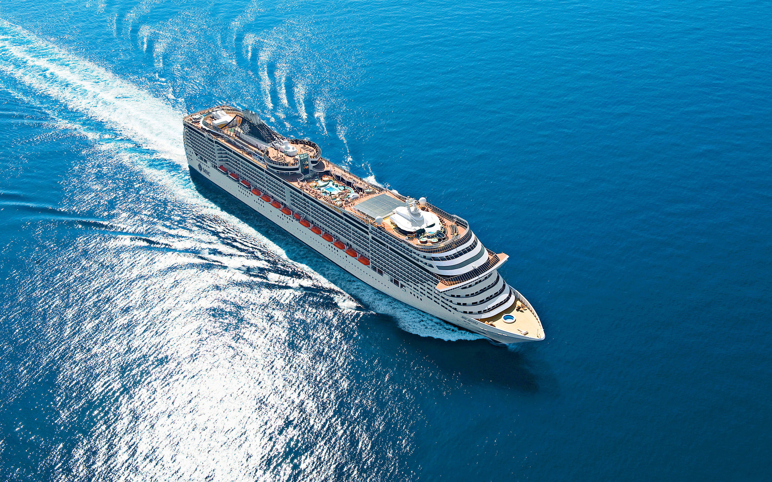 divina, water, cruise, 2K, white, msc, ship, day, passenger, sea, pedestrian, liner, HD Wallpaper