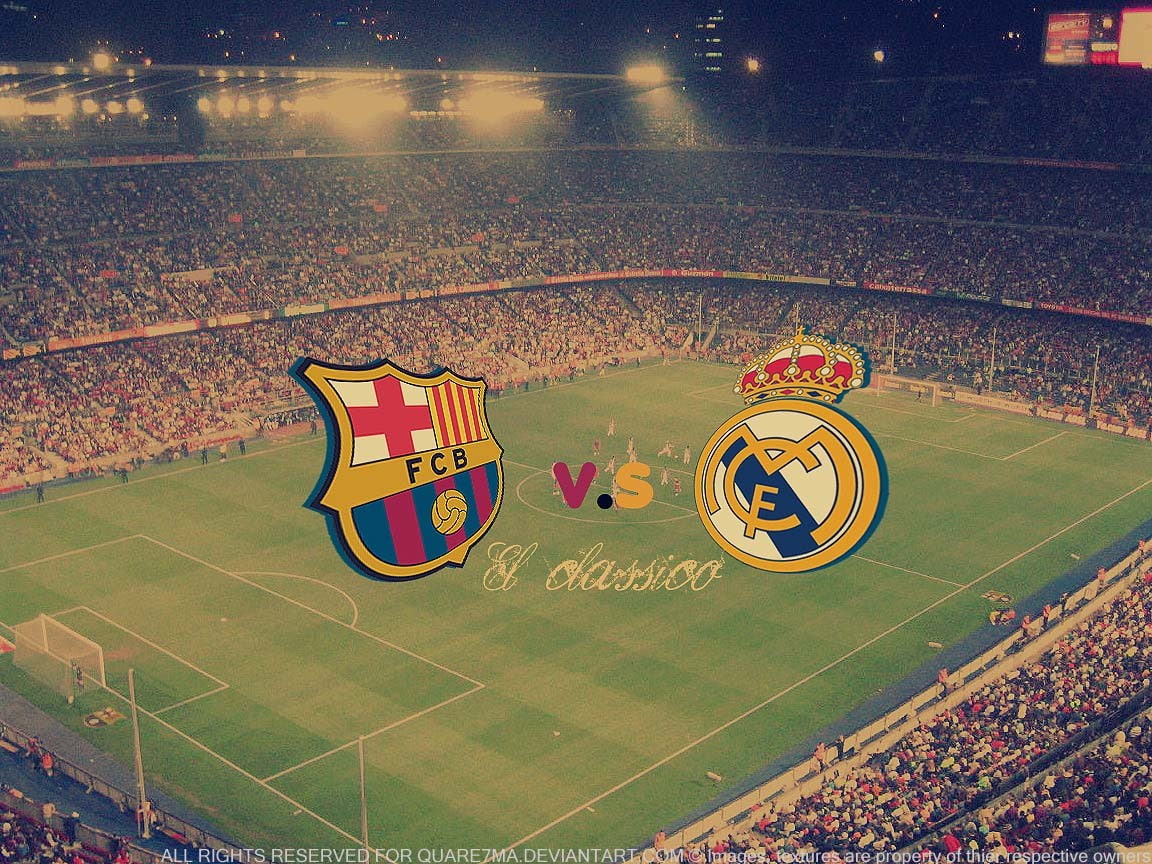 logo, soccer field, team sport, spectator, competition, crowd, athlete, grass, group of people, competitive sport, stadium, leisure activity, El Classico, HD Wallpaper