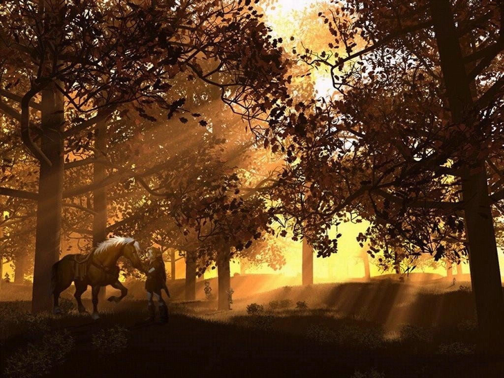 brown, 480P, Zelda, trees, The Legend Of Zelda: Ocarina Of Time, Link, Horse, Epona (The Legend of Zelda), HD Wallpaper