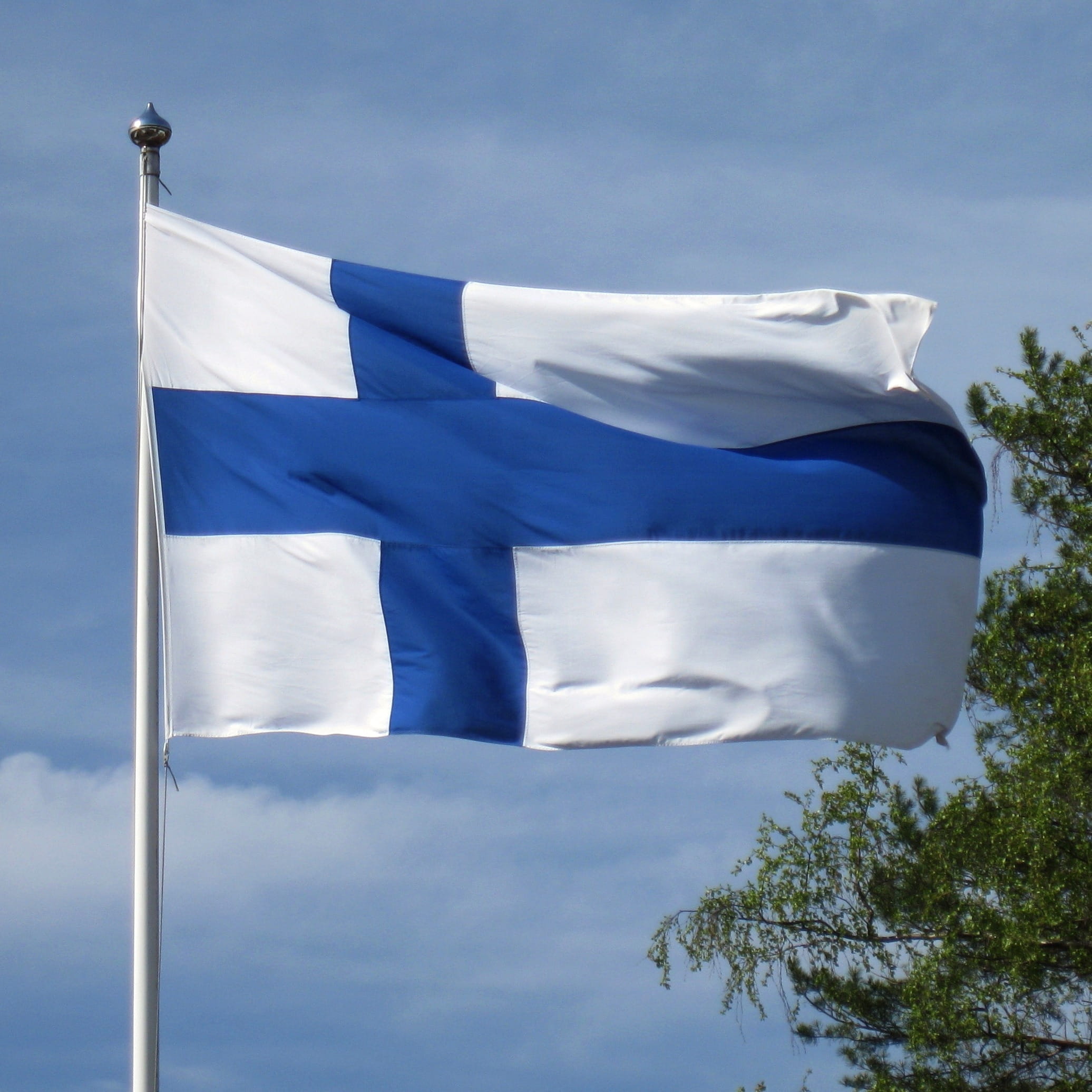 patriotism, 1080P, day, sky, cloud - sky, cross, plant, outdoors, wind, finland, emotion, blue, no People, blue cross flag, independence, pride, Flag Of Finland, Phone HD Wallpaper