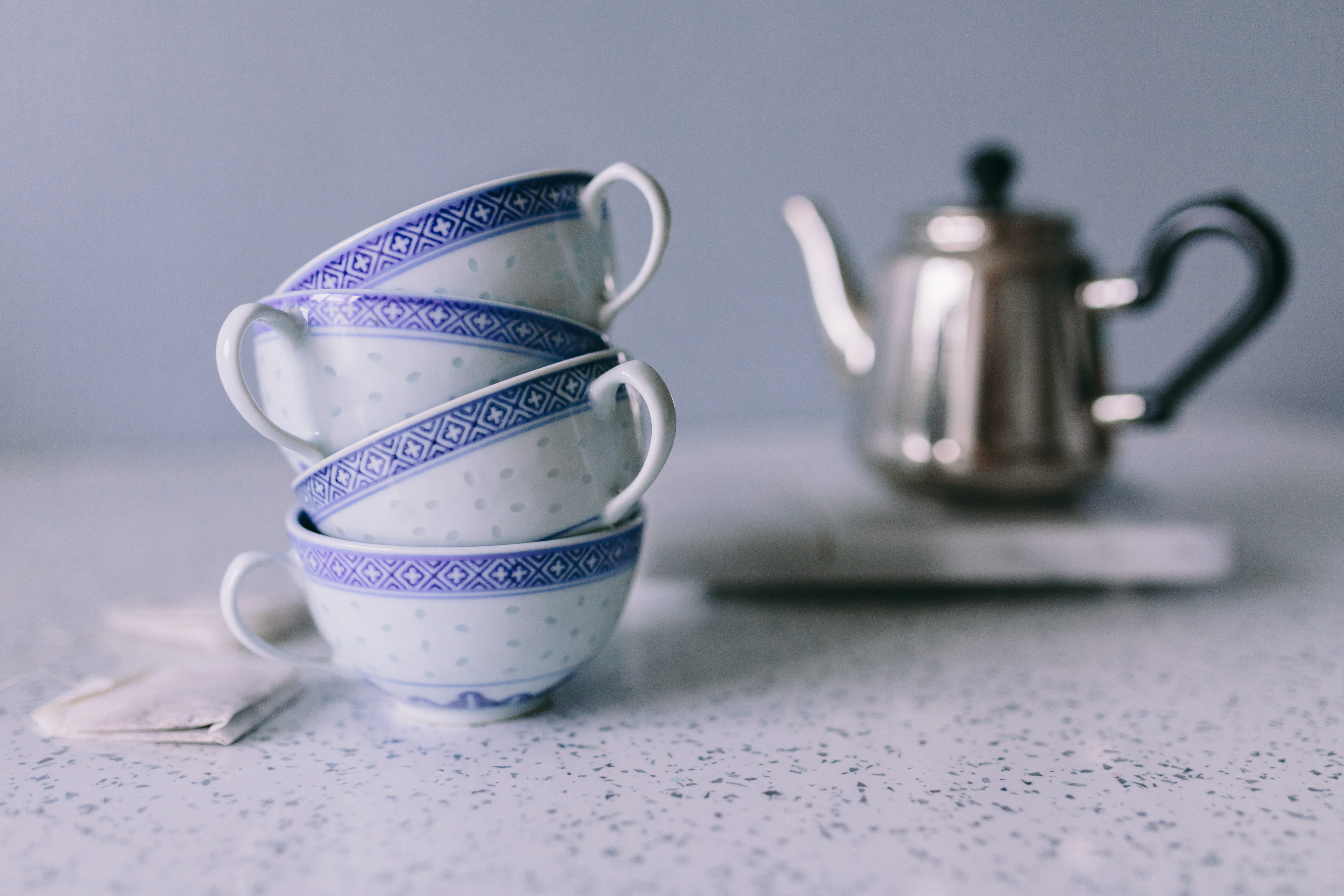puffs, selective focus, crockery, cookie, tea, cream, coffee - Drink, porcelain, cup, household equipment, coffee pot, tea Cup, teapot, Coffee, food and drink, HD Wallpaper