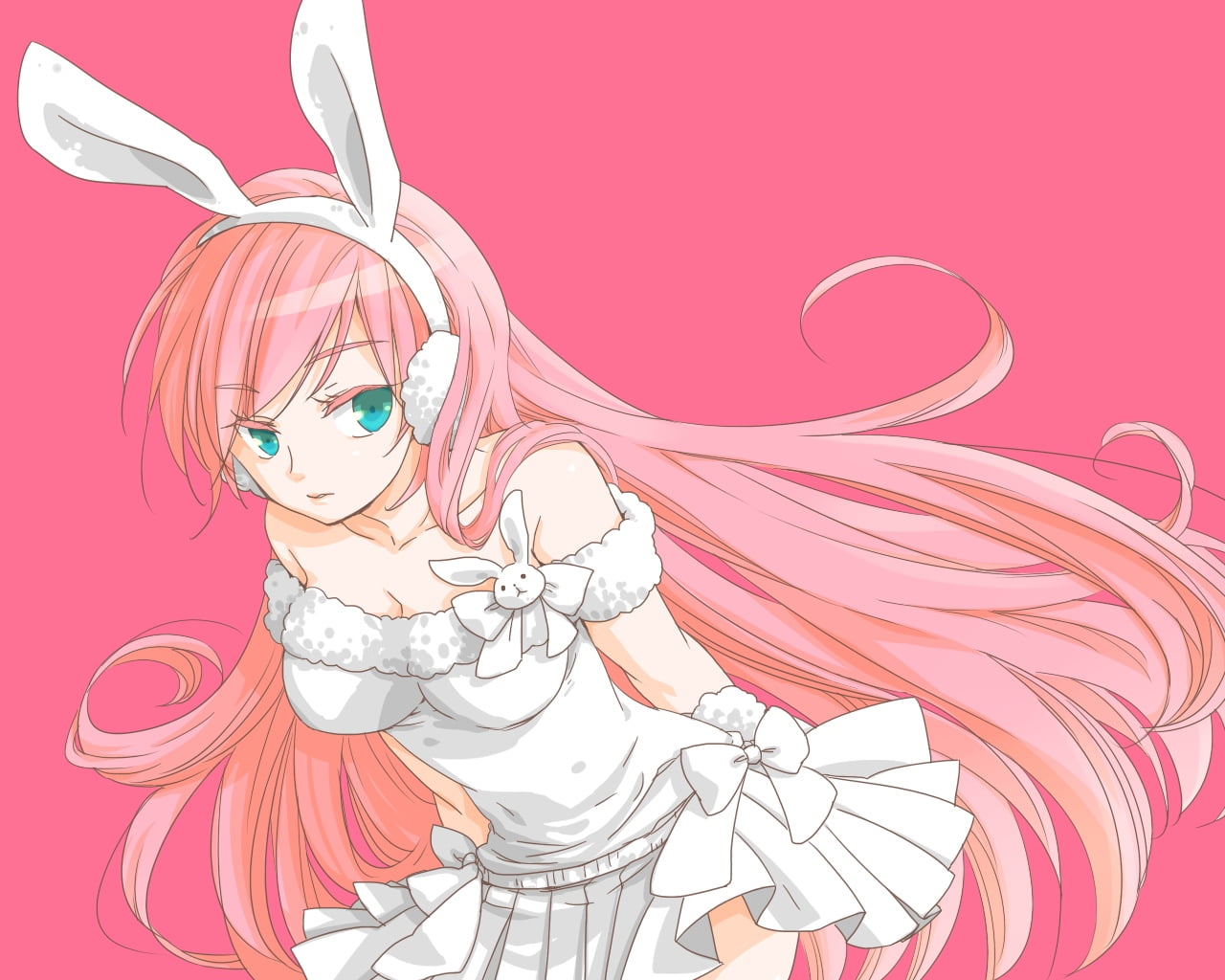 representation, bunny, haired, art and craft, decoration, pink color, animal themes, 720P, no people, ribbon, invertebrate, pink, animal, close-up, colored background, HD Wallpaper