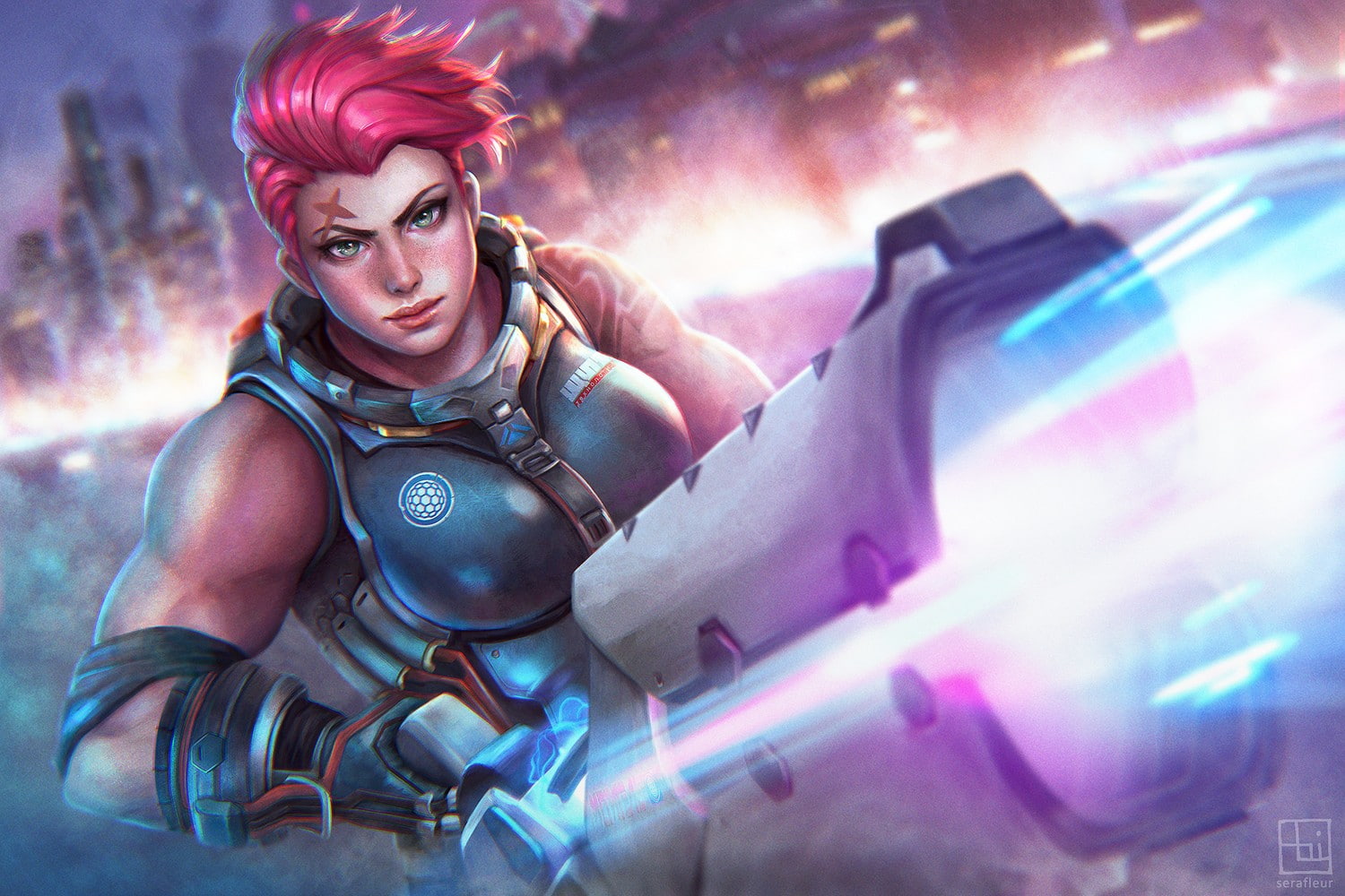 720P, Overwatch, Zarya (Overwatch), HD Wallpaper