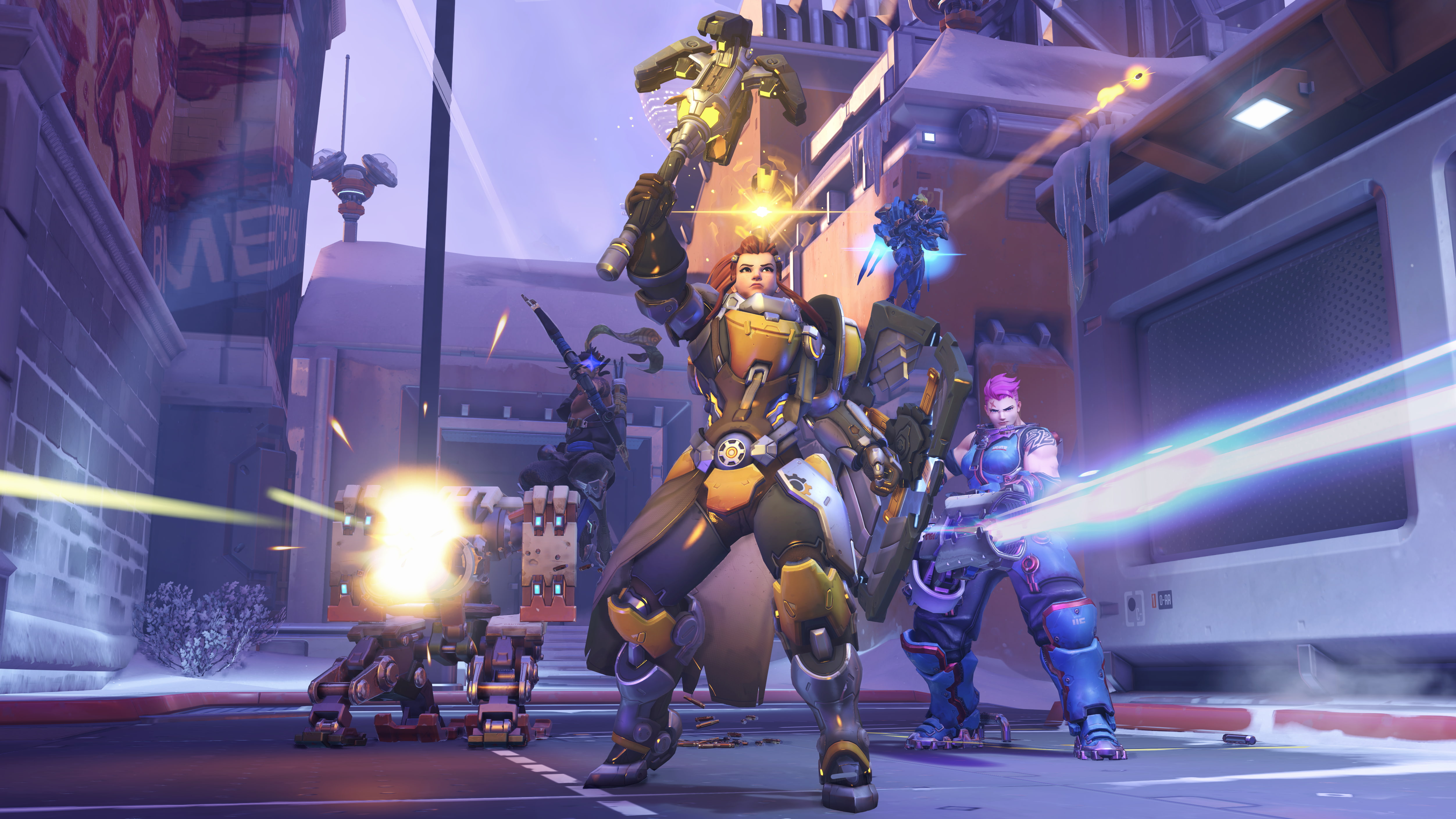 Hanzo (Overwatch), Bastion (Overwatch), Video Game, Brigitte (Overwatch), Zarya (Overwatch), Pharah (Overwatch), Overwatch, 4K, HD Wallpaper
