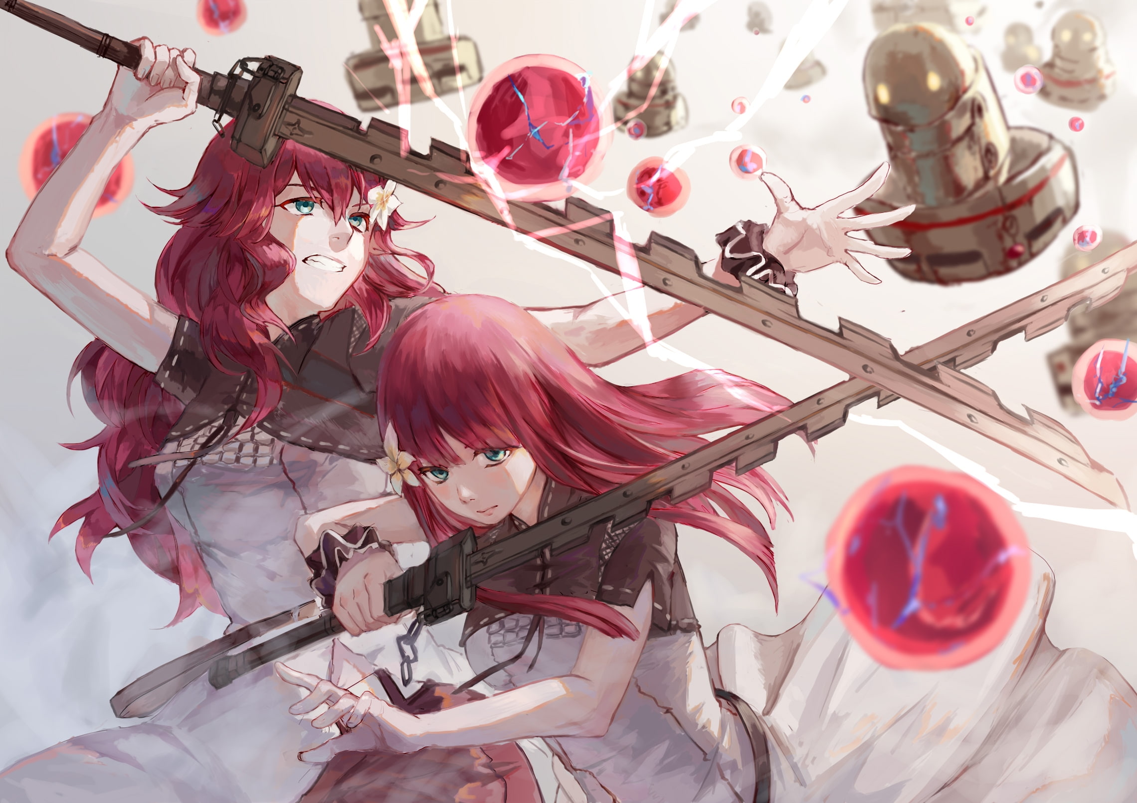 red hair, red, art and craft, representation, popola, craft, Anime, human representation, creativity, still life, 1080P, close-up, nier: automata, no people, HD Wallpaper
