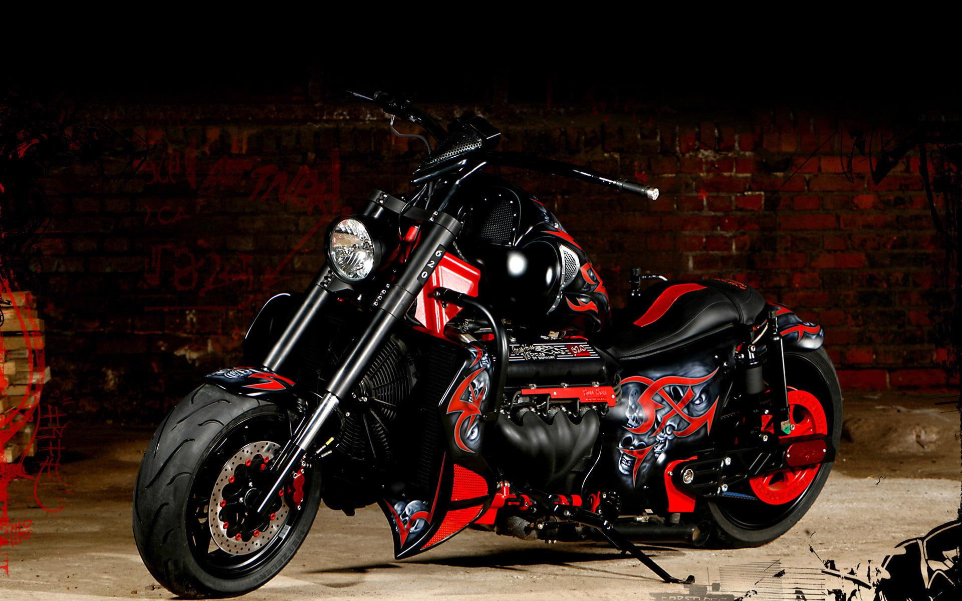 cruiser, 1920x1200, motorcycles, hoss, black, 1080P, motorcycle, boss, boss hoss, red, HD Wallpaper