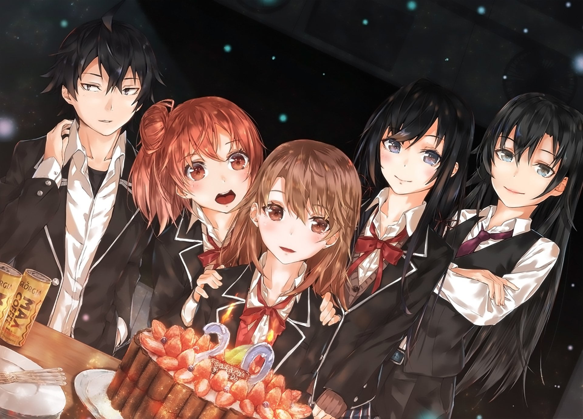 disguise, Hachiman Hikigaya, Yukino Yukinoshita, Iroha Isshiki, real people, mask, side by side, Anime, Yui Yuigahama, mask - disguise, leisure activity, HD Wallpaper