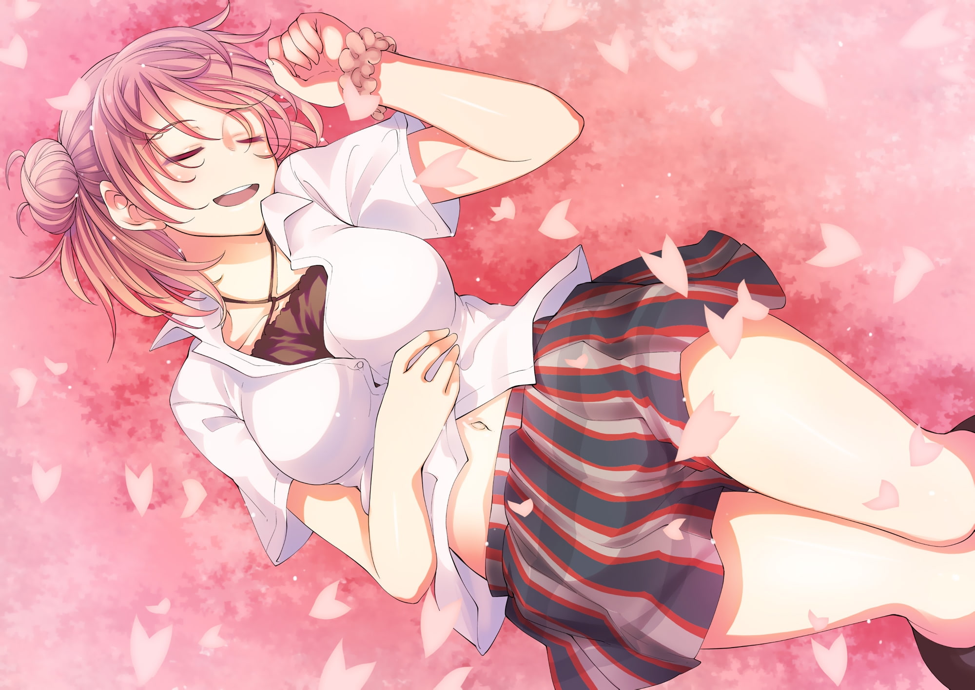 bed, sleeping, oregairu, art and craft, one person, Anime, representation, close-up, clothing, fashion, beauty, females, high angle view, women, young women, HD Wallpaper