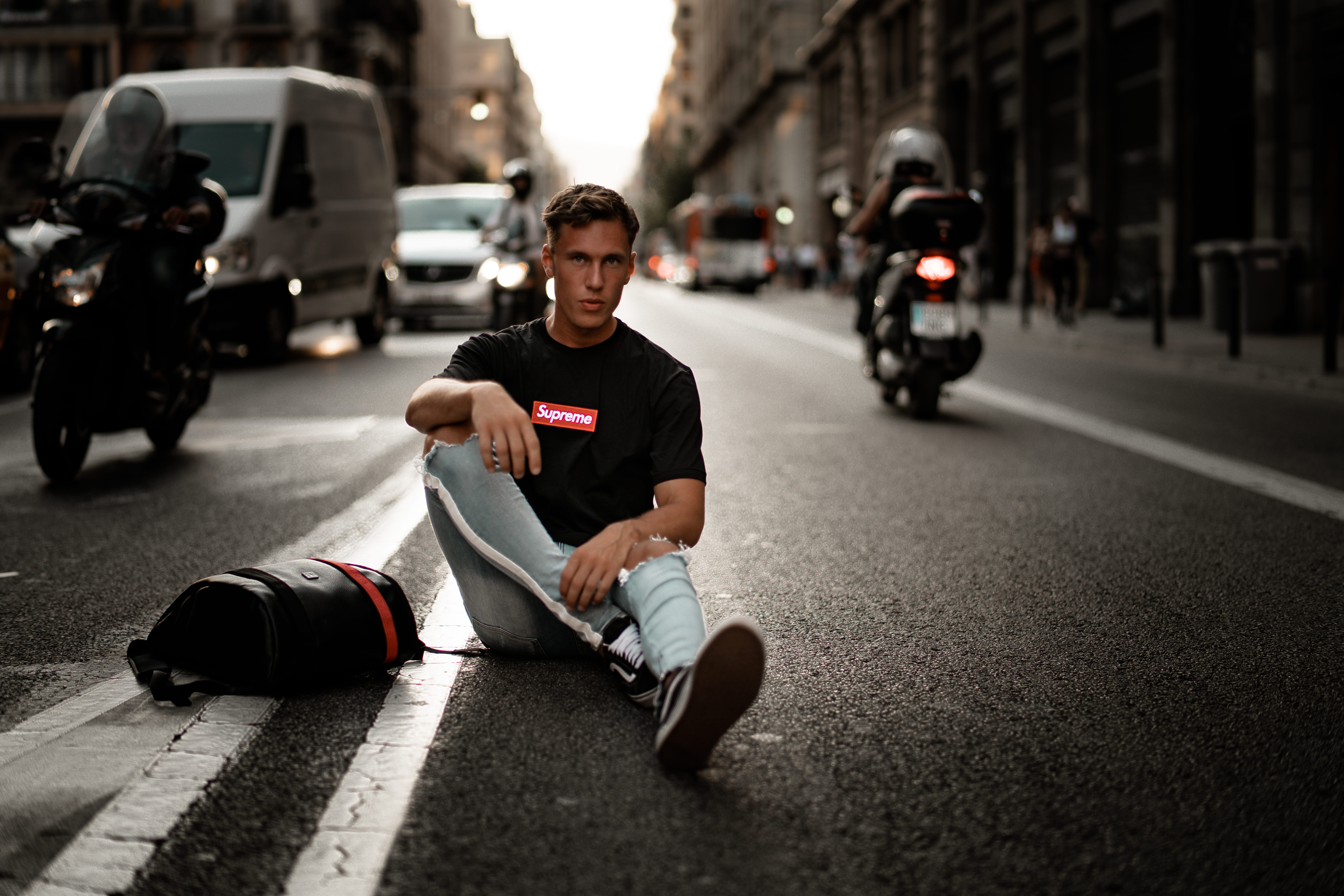 young Adult, real People, one Person, healthy Lifestyle, urban Scene, caucasian Ethnicity, 8K, asphalt, van, fashion, traffic, only Men, city Life, jogging, HD Wallpaper
