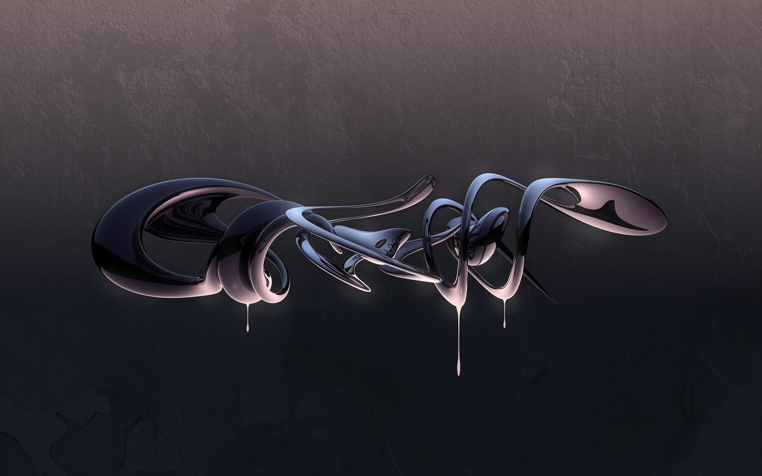 liquid, metal, 3d, 2K, 2560x1600, sculpture, HD Wallpaper