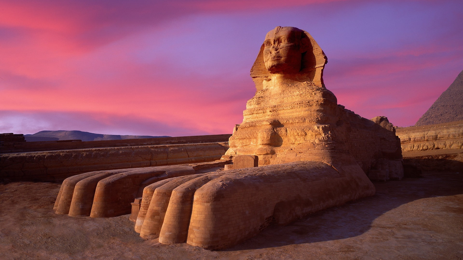 Egypt, sphinx, sunset, desert, 1080P, architecture, sculpture, HD Wallpaper