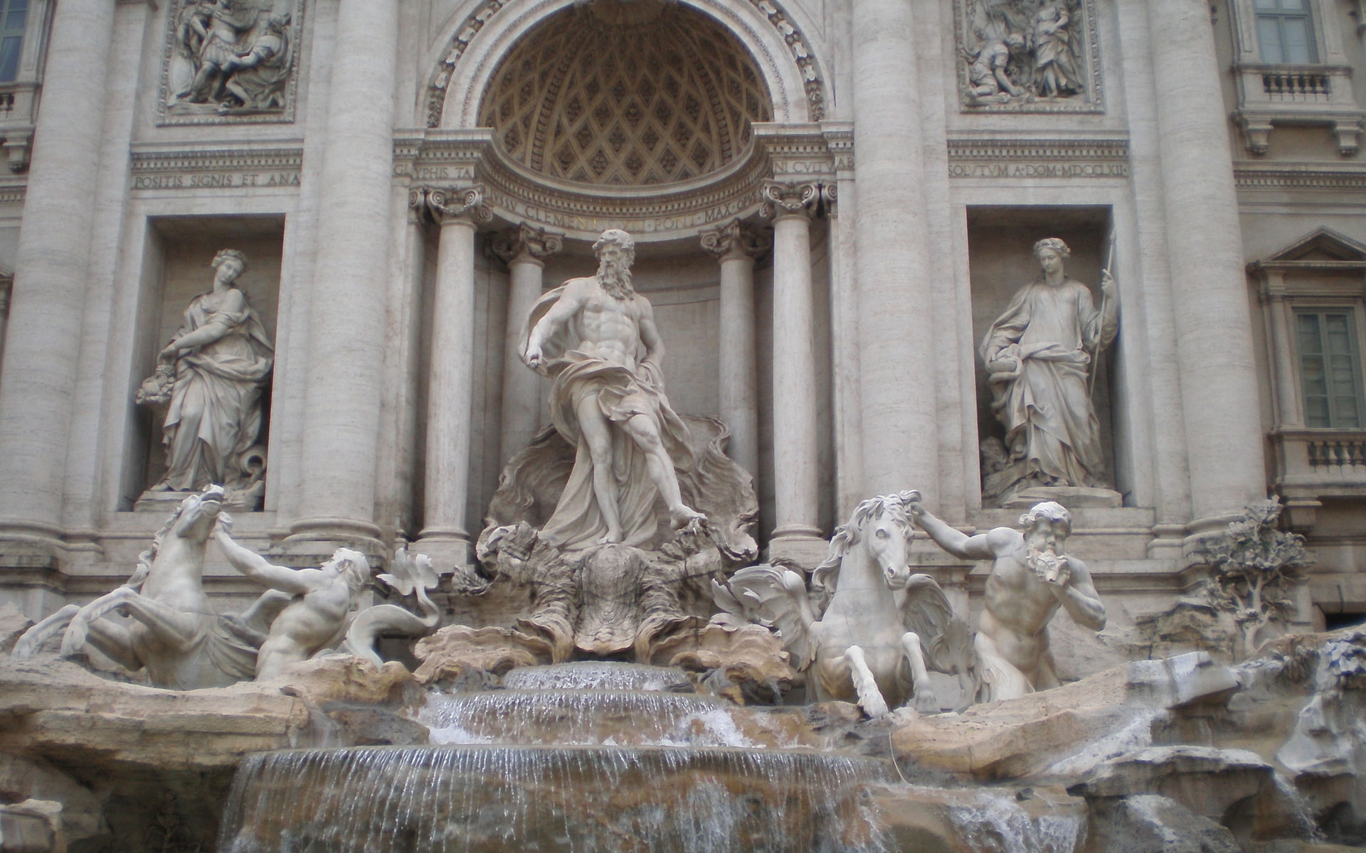 fountain, fontana, tourists, 1080P, di, statues, water, trevi, HD Wallpaper